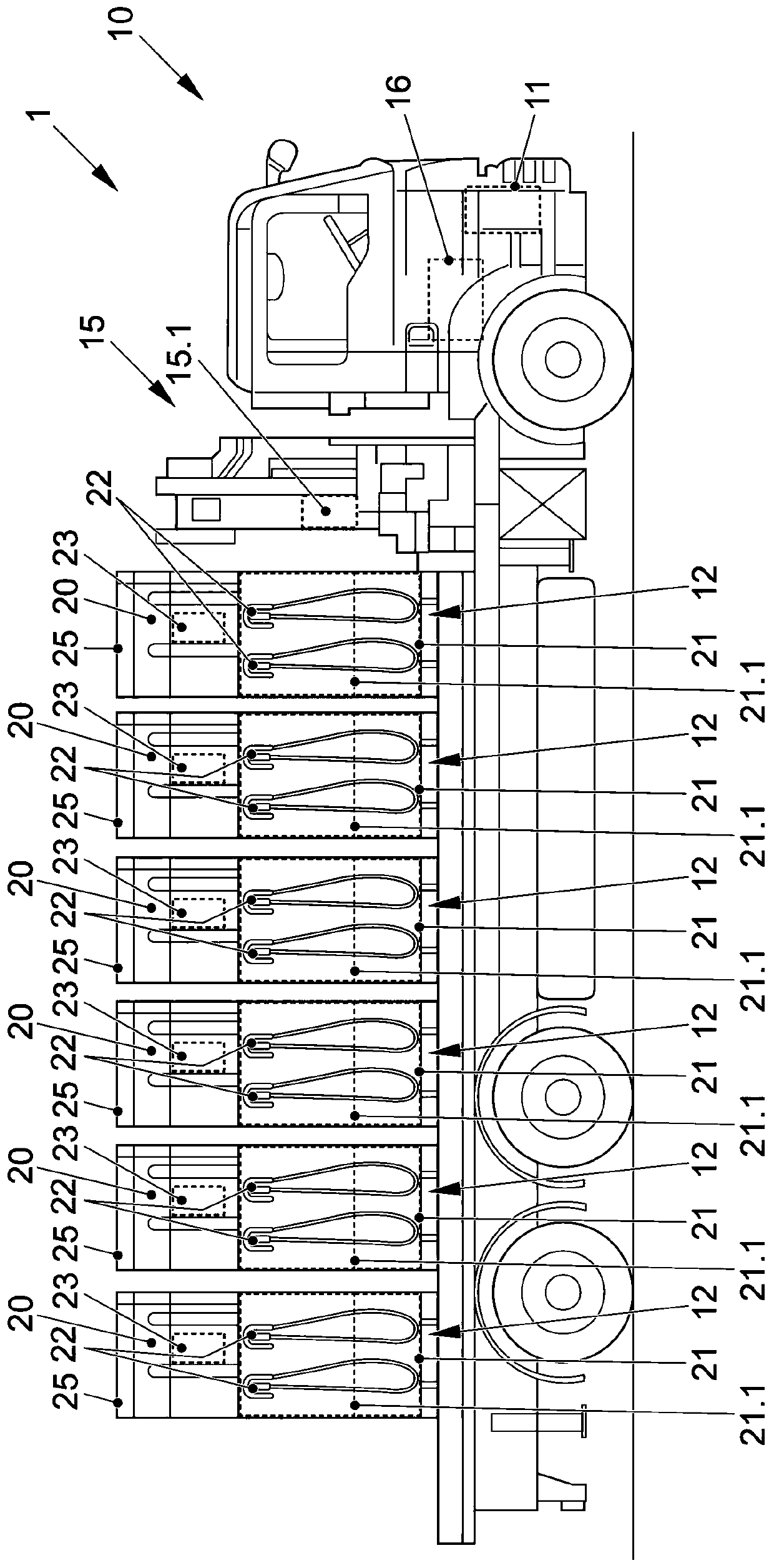 Method for using charging unit, vehicle, charging unit and transport system