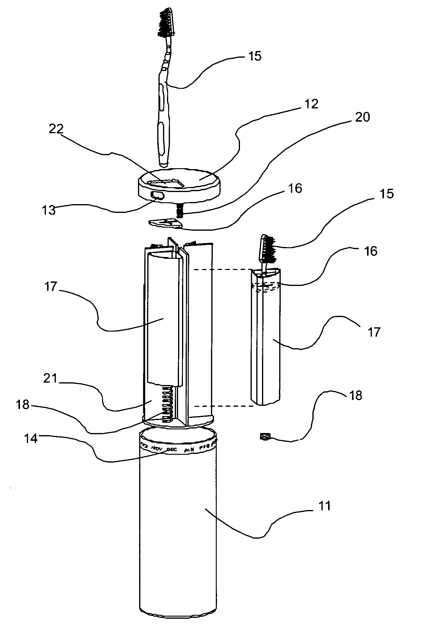 Device for reminding the user when to dispose of a toothbrush