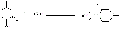 A kind of method utilizing longleaf menthone and sodium sulfide to prepare edible essence 8-mercaptomaleone