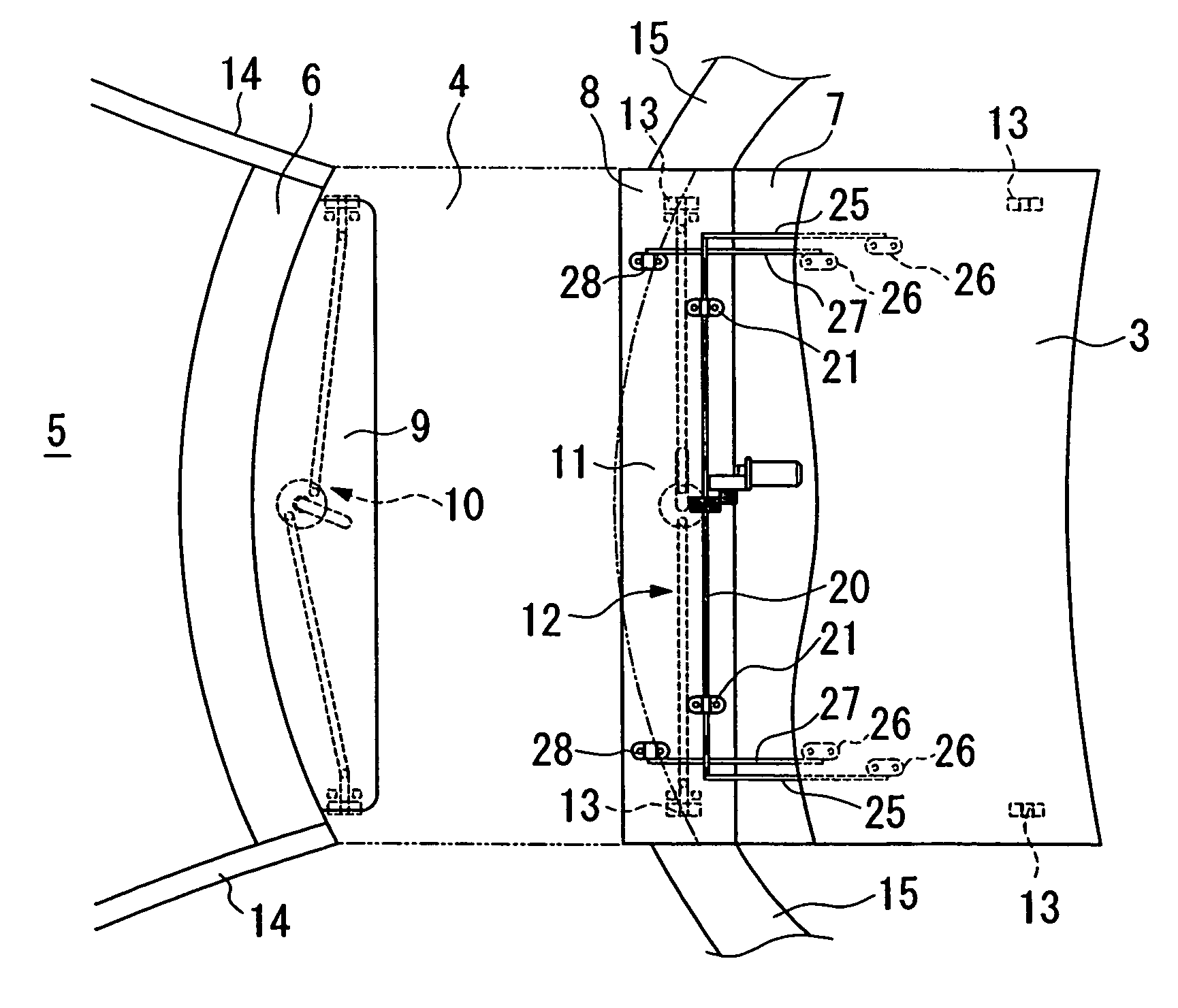 Open roof structure for vehicle