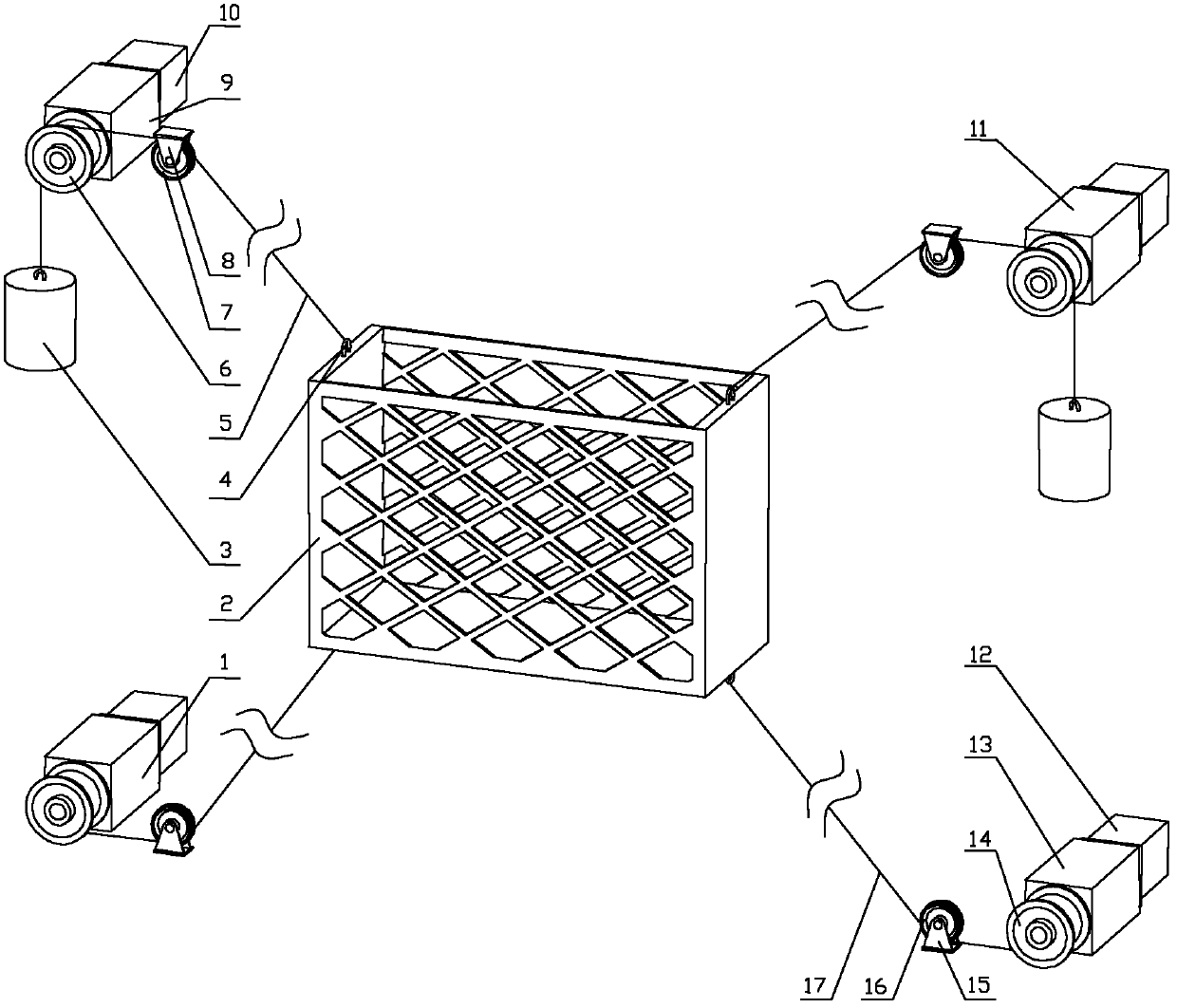 Wire-traction wall lifting and carrying combining mechanism