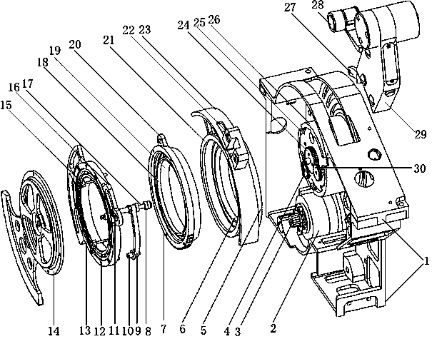 Interlocking transmission mechanism of forward and reverse push rods of accelerator table