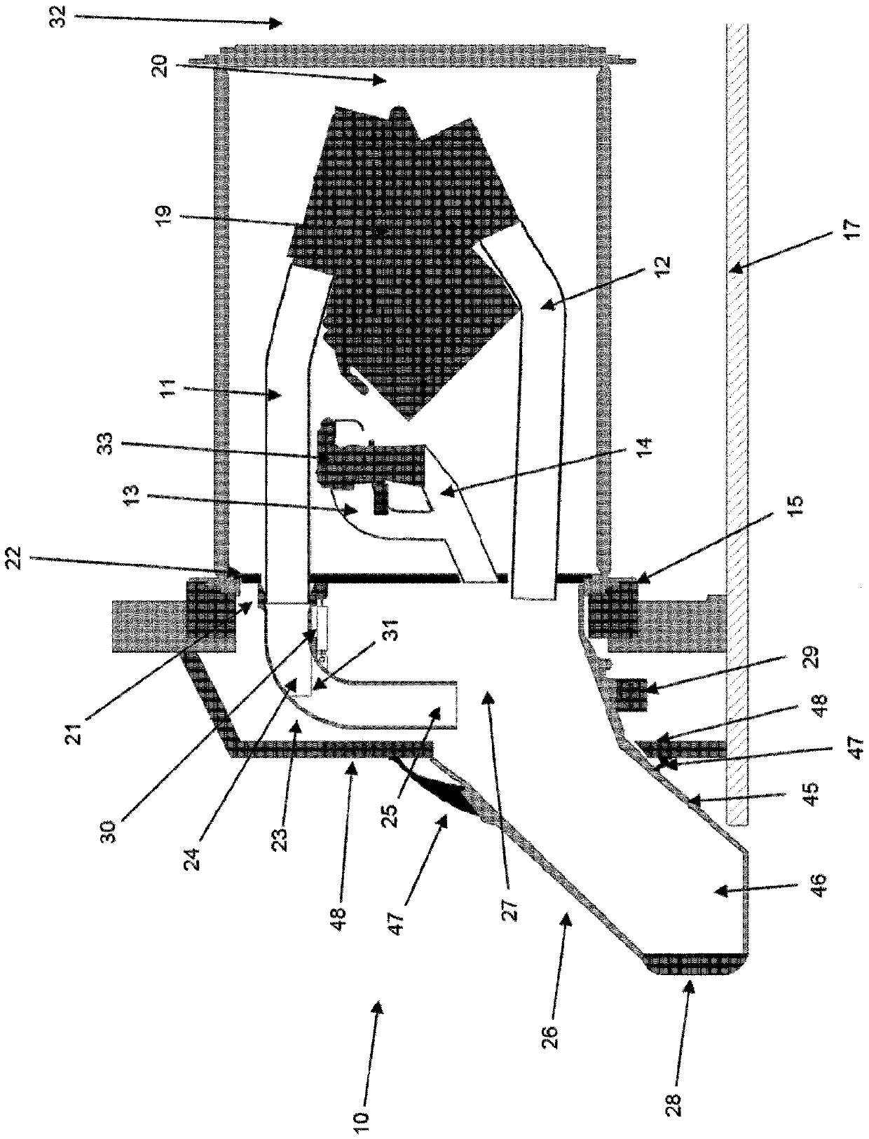 Device for ejecting cartridges and/or links from a chain or ammunition strip connected to a main and/or secondary weapon