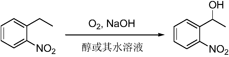 Method for preparing alpha-o-nitrophenylethanol through oxygen oxidation of o-nitroethylbenzene in absence of catalyst