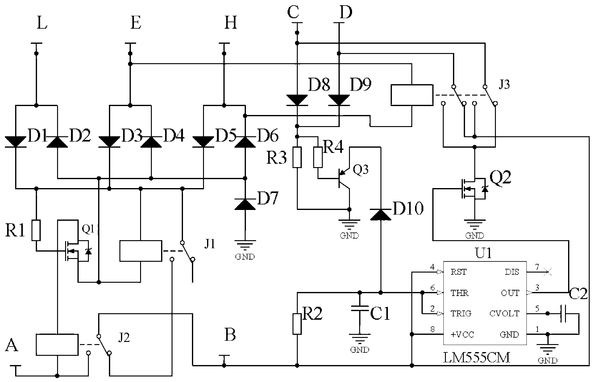 Long-distance light/ short-distance light control system for automobile headlamp