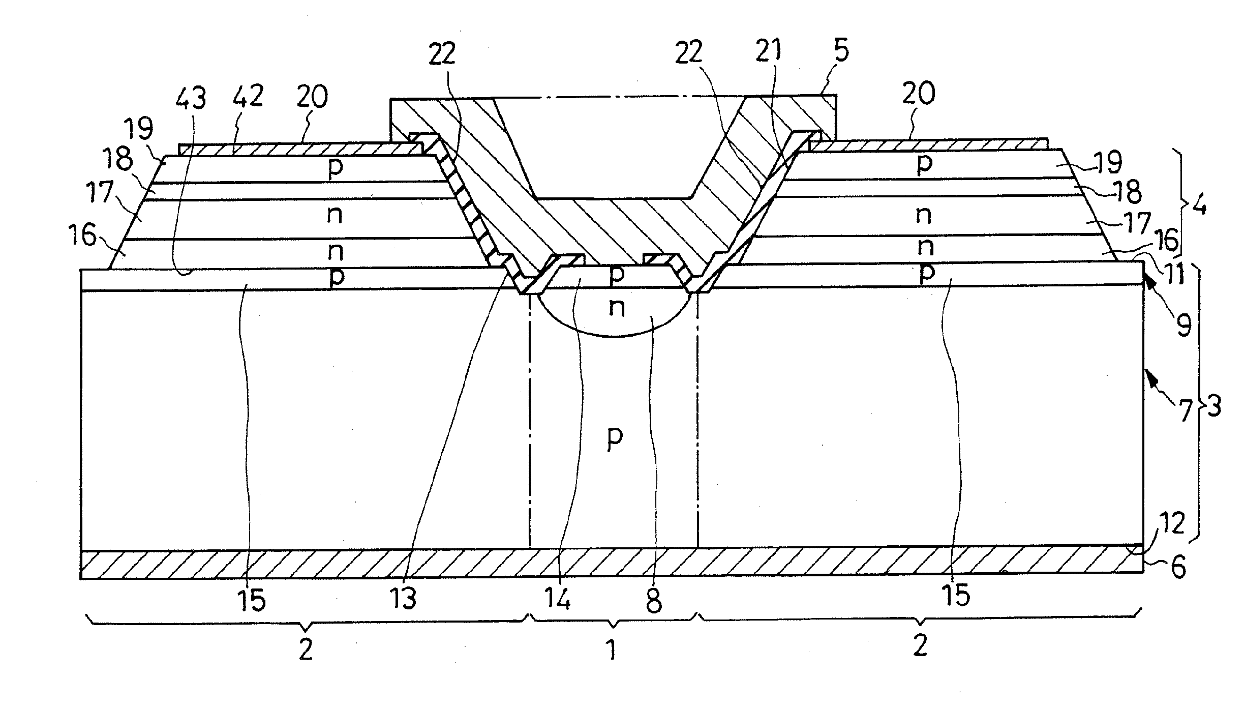 Overvoltage-protected light-emitting semiconductor device, and method of fabrication