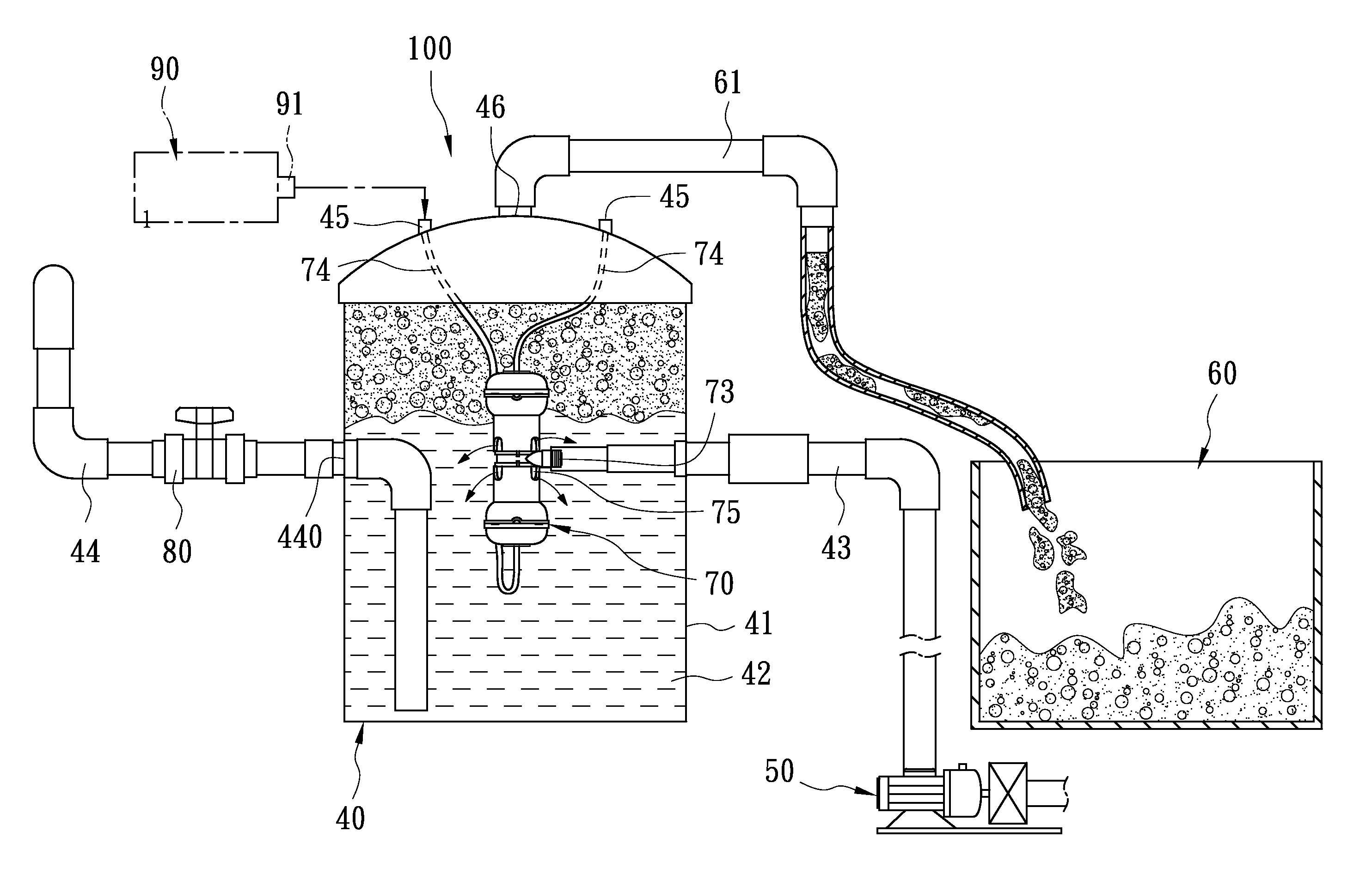 Liquid bubble separator of circulating water  system