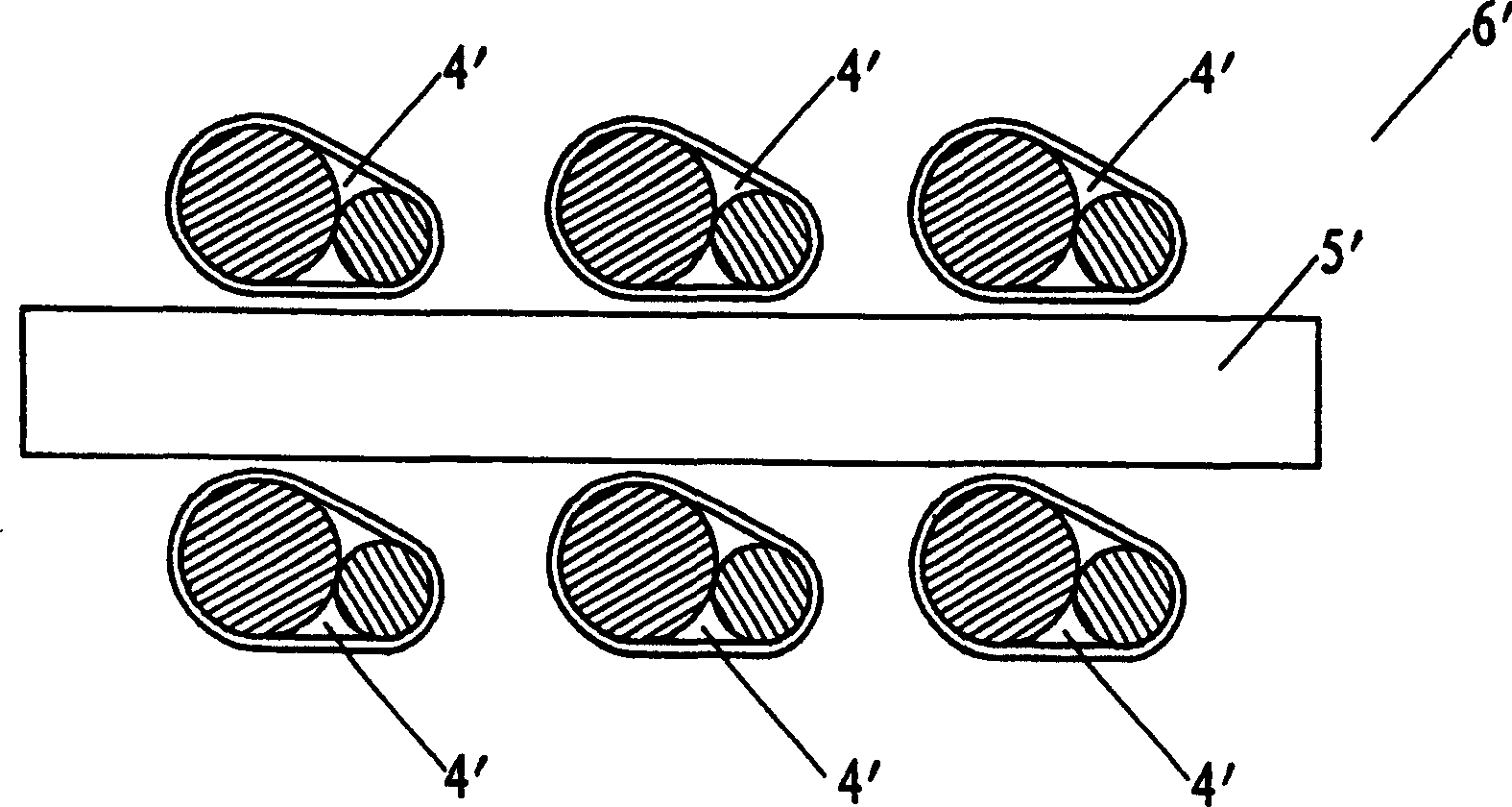 Composite double filement master-slave style three filament and three spiral filement and manufacture thereof