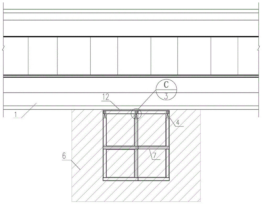 Supporting structure for zero distance underneath pass of existing station of rectangular tunnel section and construction method