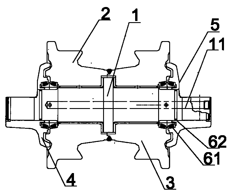 Roller in caterpillar mechanical travelling mechanism