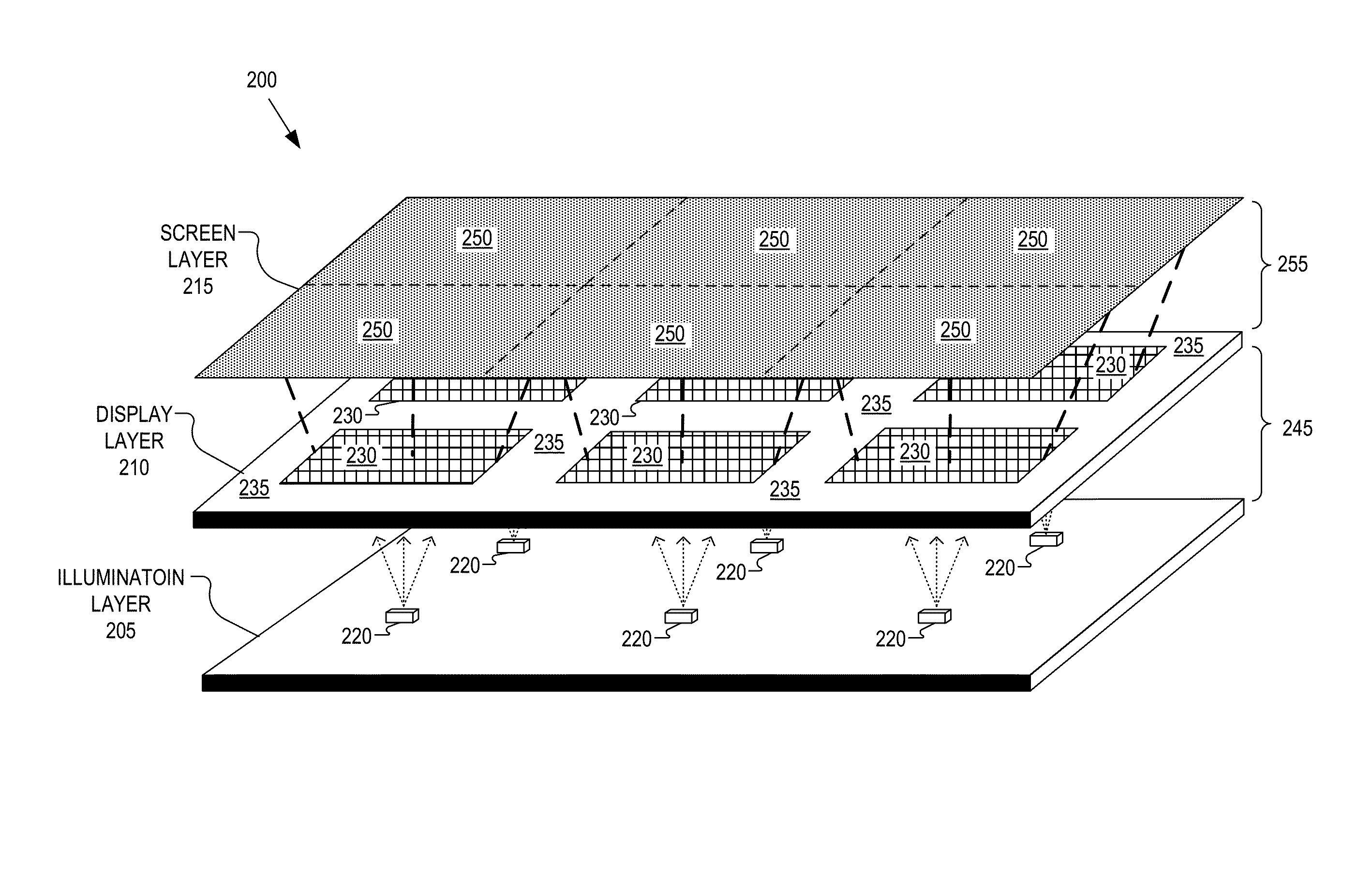 Shadow casting alignment technique for seamless displays