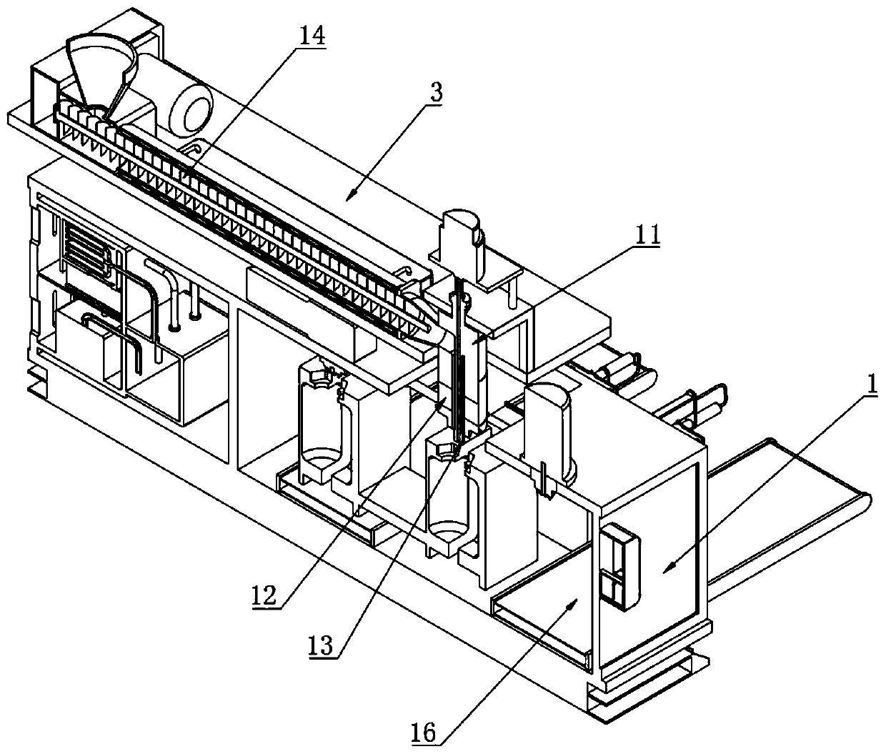 Automatic blow molding machine adopting artificialized feeding and discharging