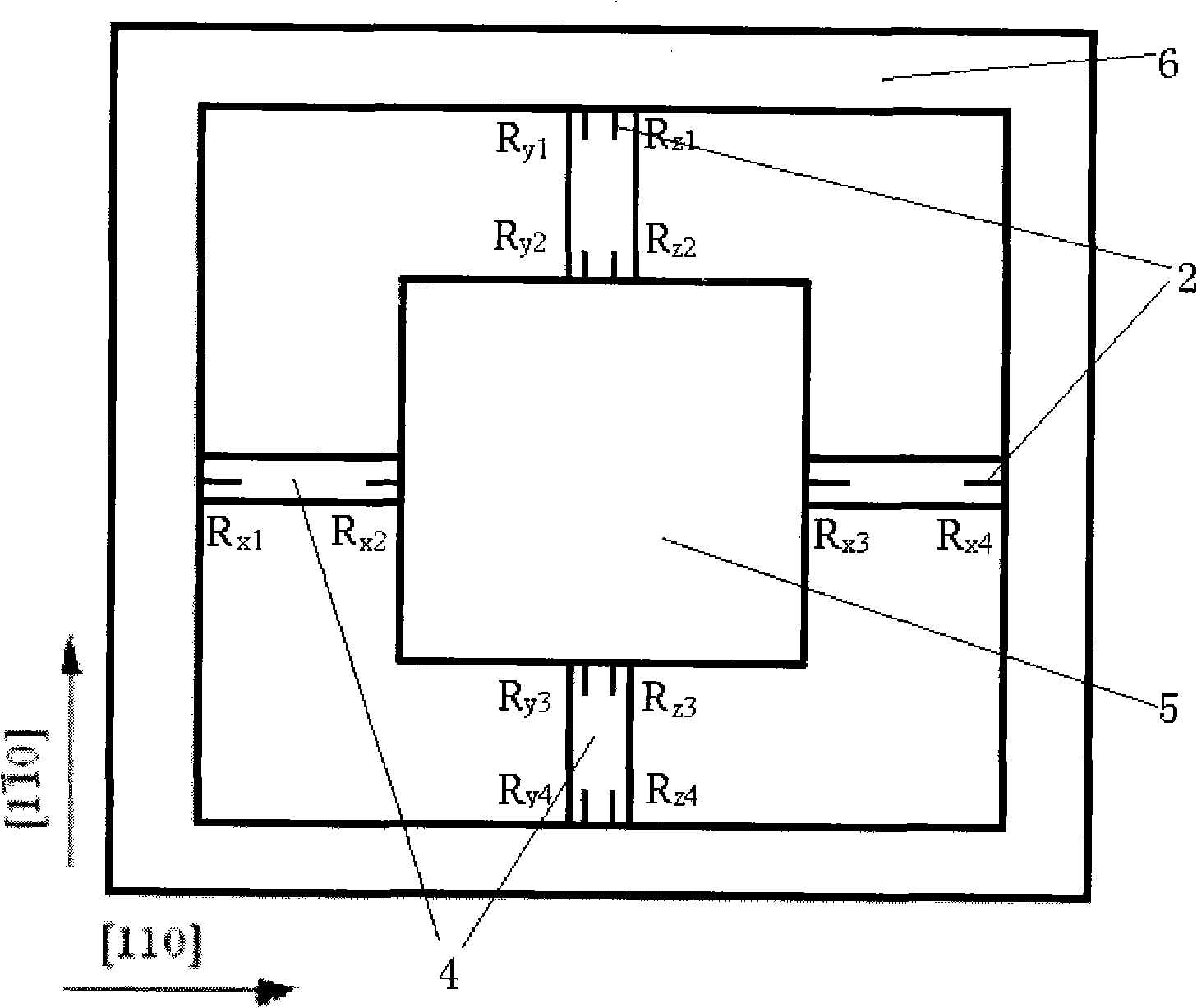 Three-dimensional micro- force silicon micro- sensor