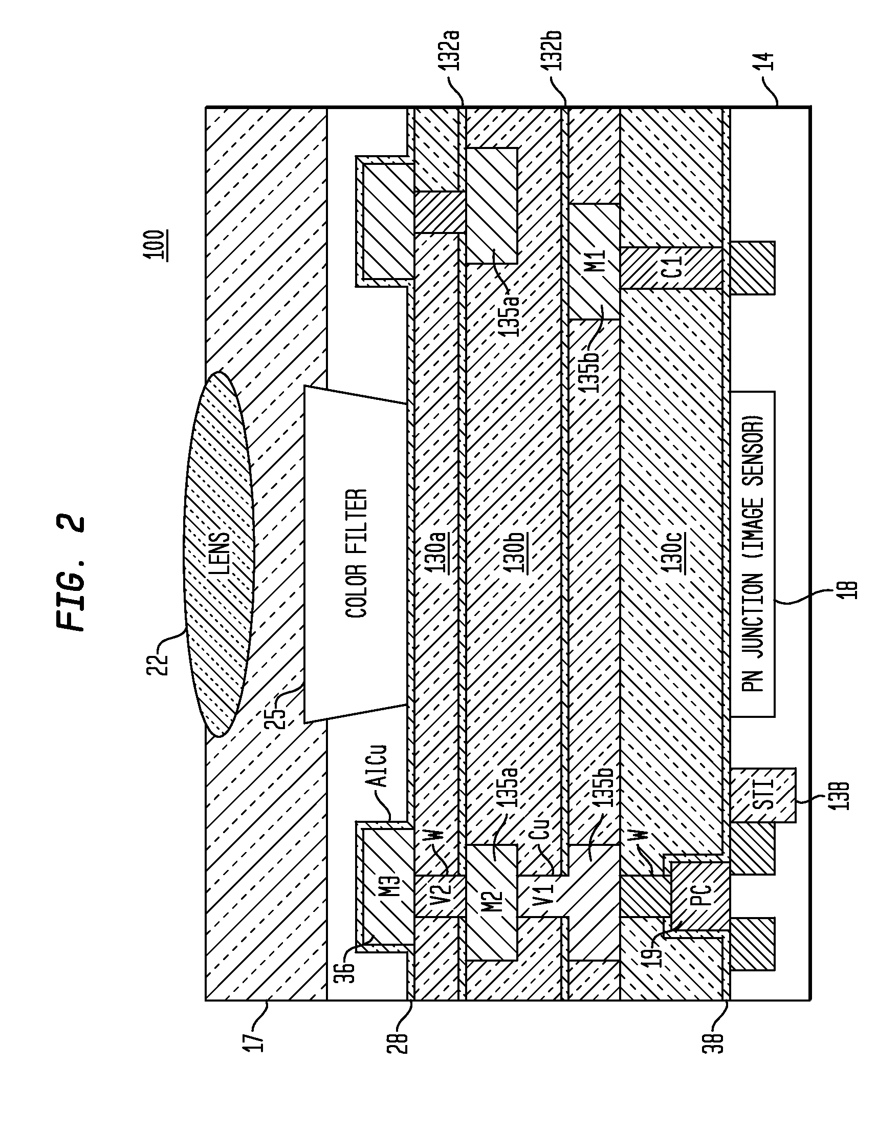 Damascene copper wiring optical image sensor