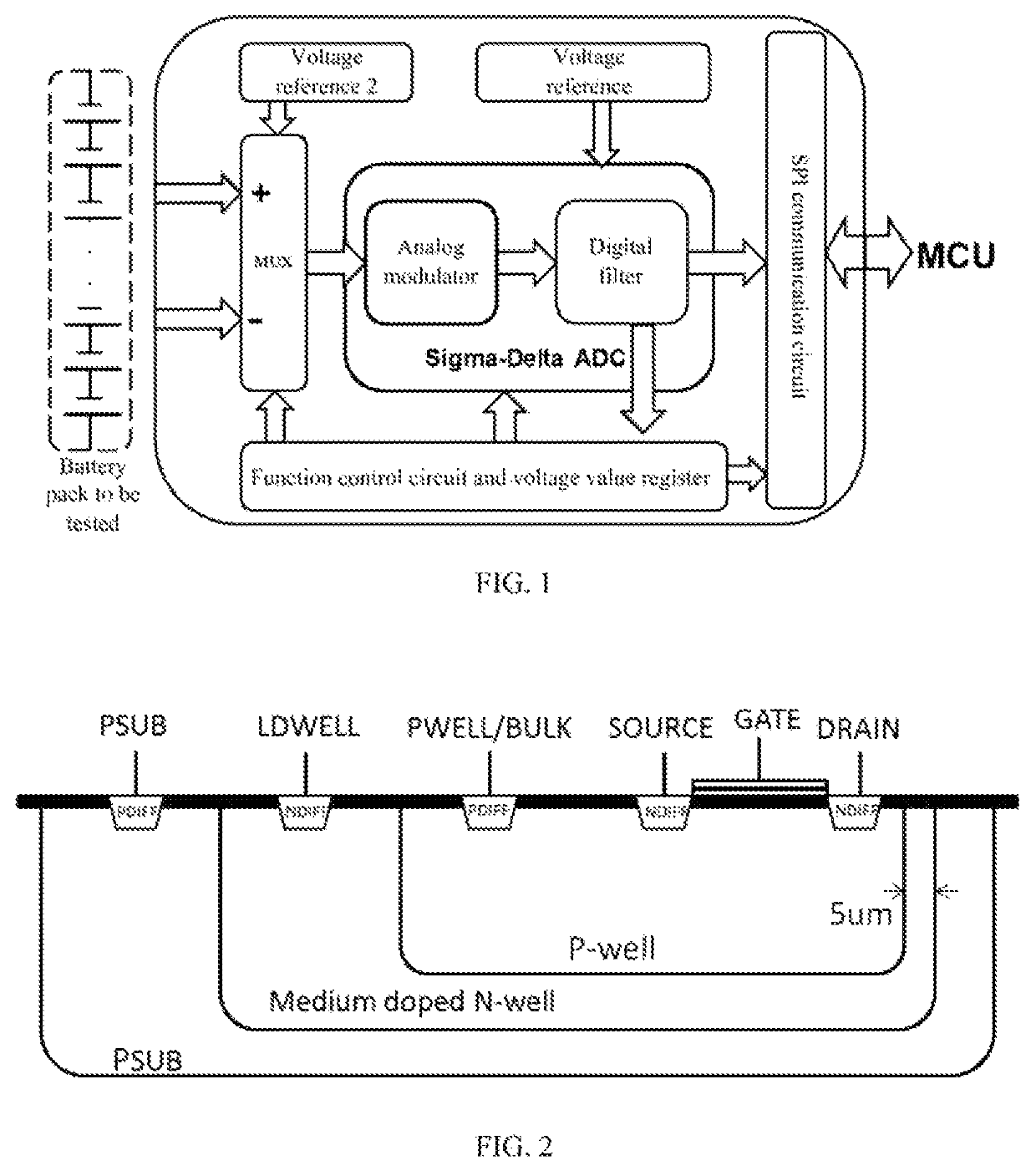 Battery management chip circuit on the base of silicon on insulator (SOI) process