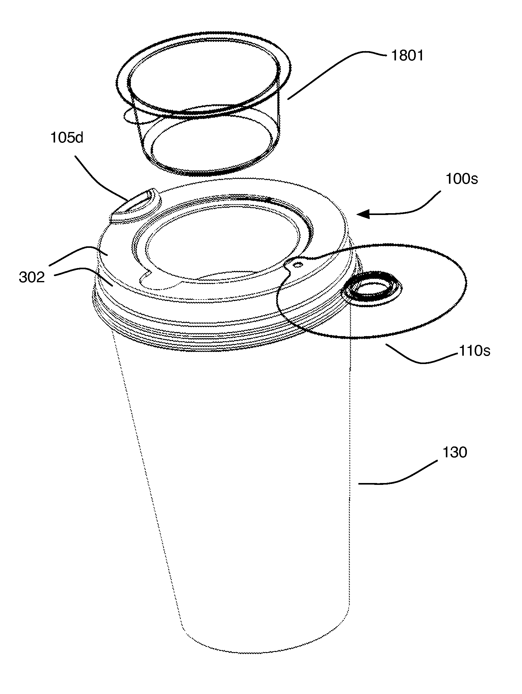 Cup lid with integrated container