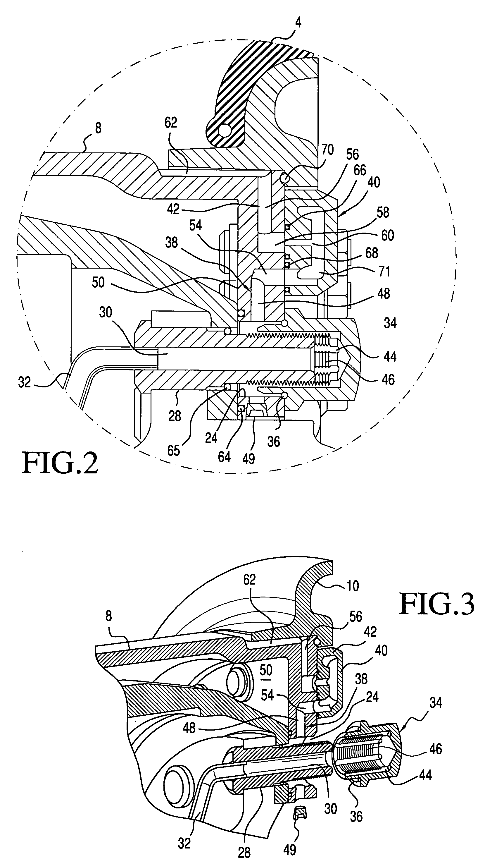 Vehicle wheel assembly with a hollow stud and internal passageways connected to a CTIS