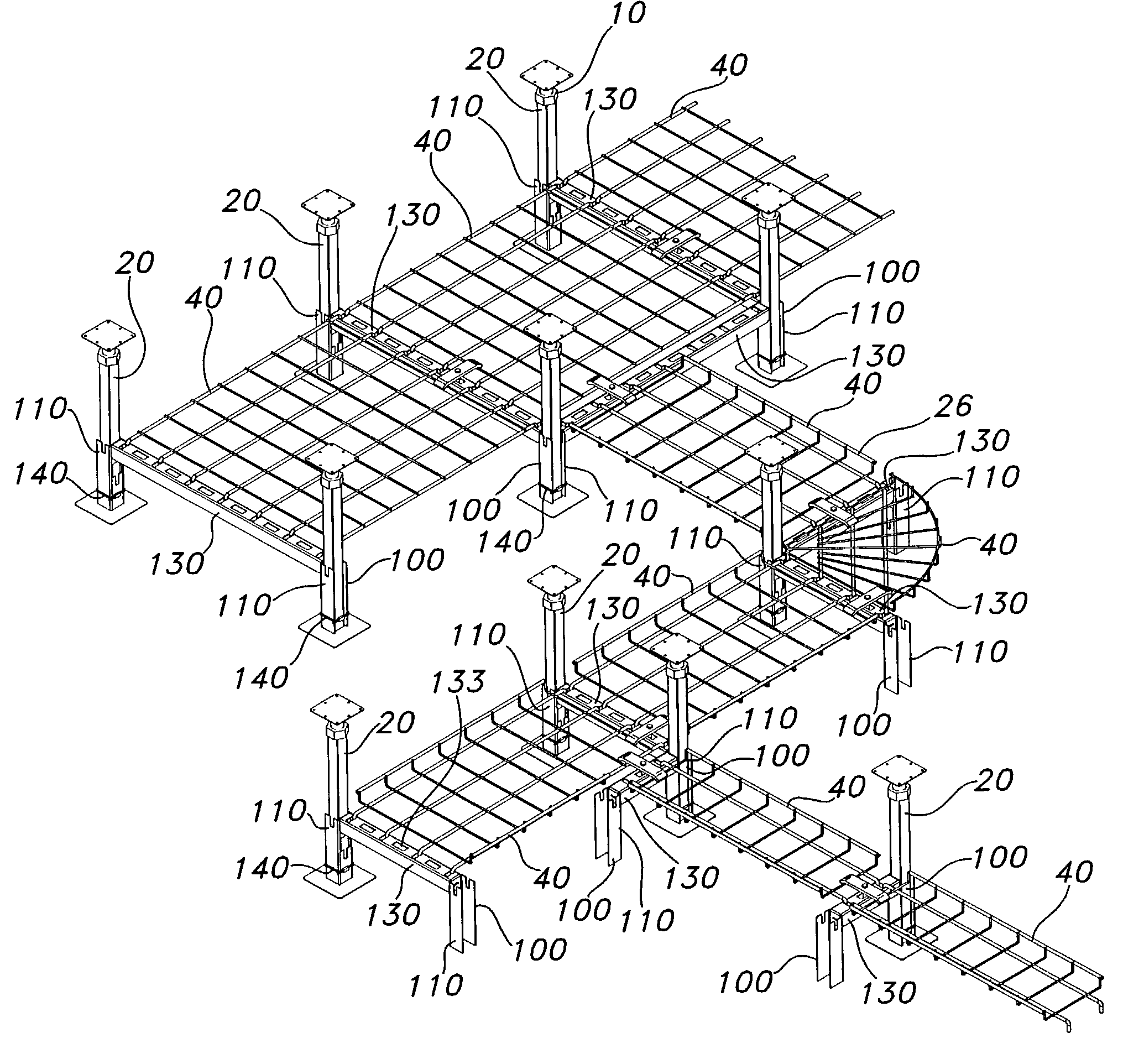 Cable tray support assembly