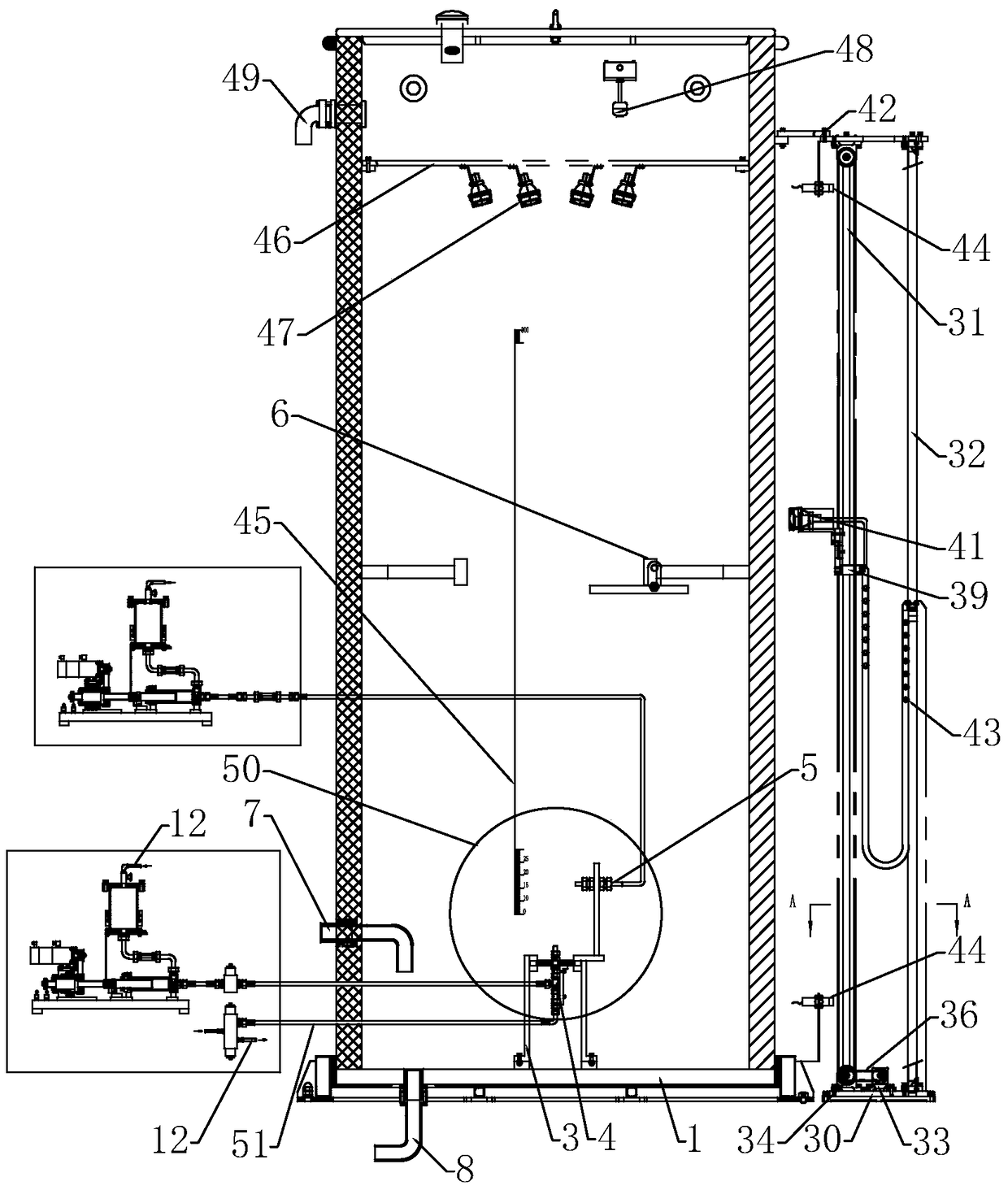 A vertical simulation device and simulation method for submarine oil spill