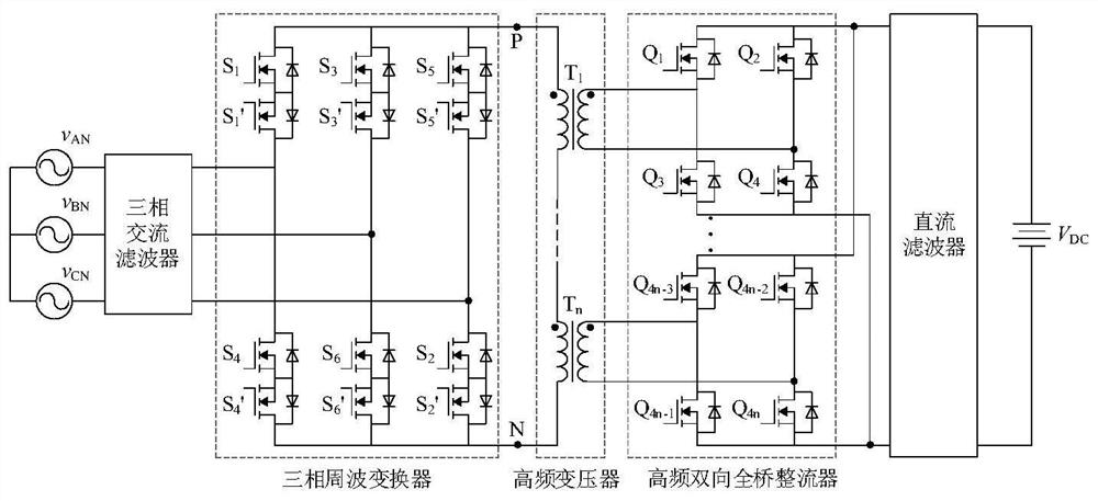 Single-stage three-phase high-frequency link combined bidirectional AC/DC converter