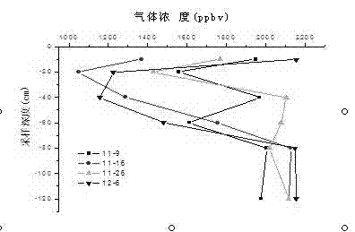 Greenhouse gas collection device for soil at different depths, and in-situ observation method