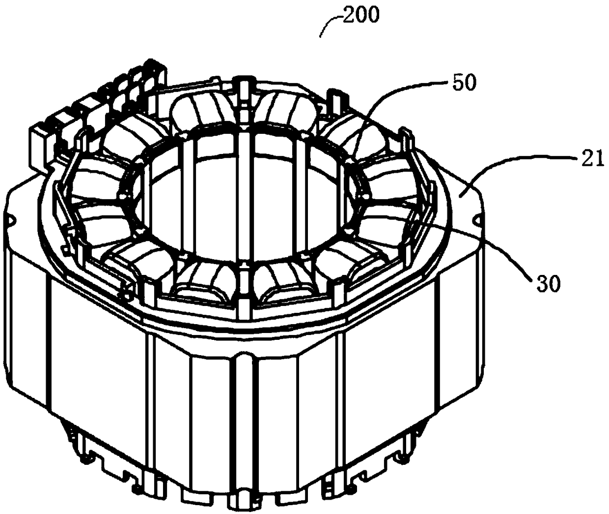 Washing machine, motor for washing machine and stator assembly thereof