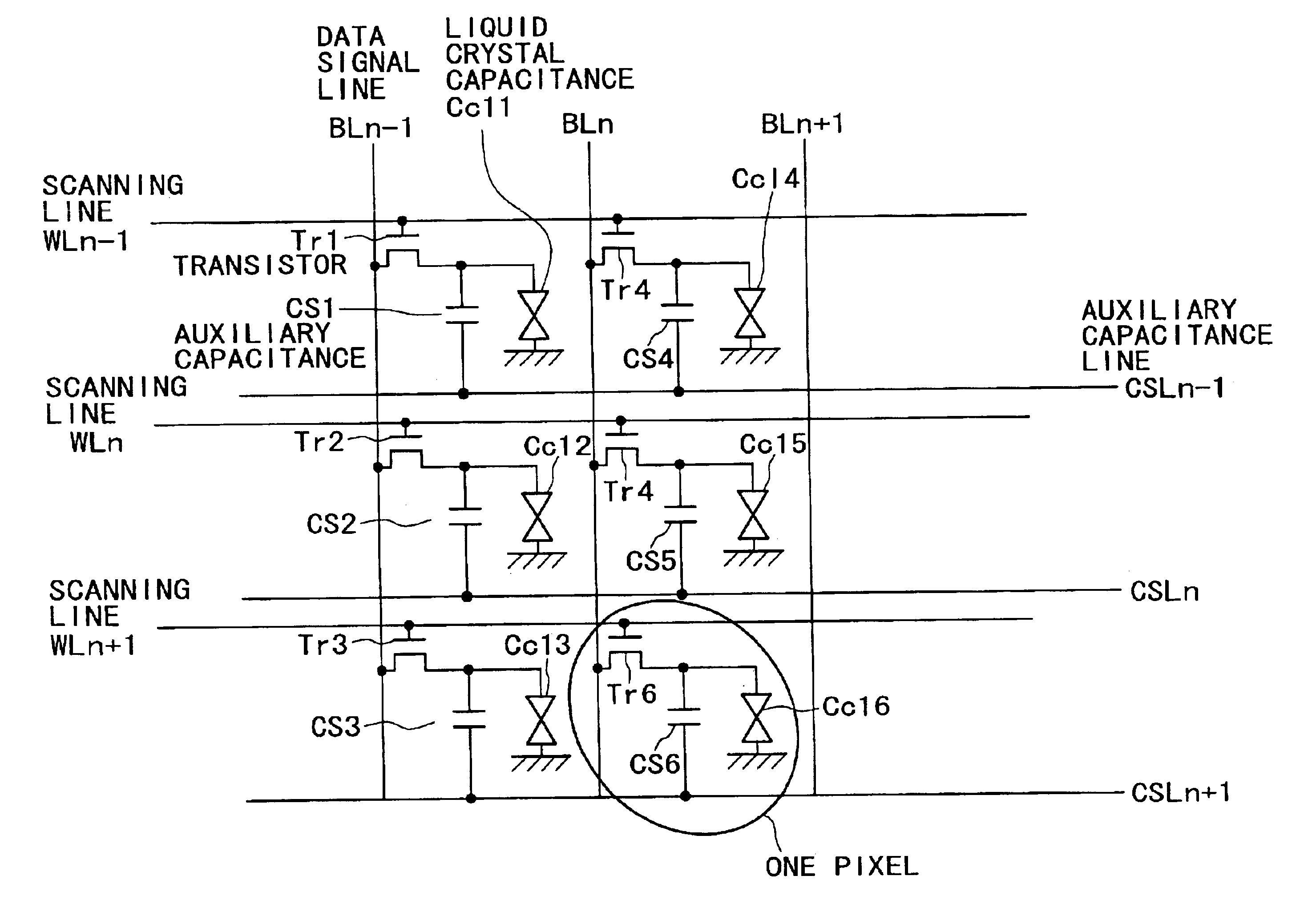 Display pixel having a capacitive electrode with different conductivity type from the switching element