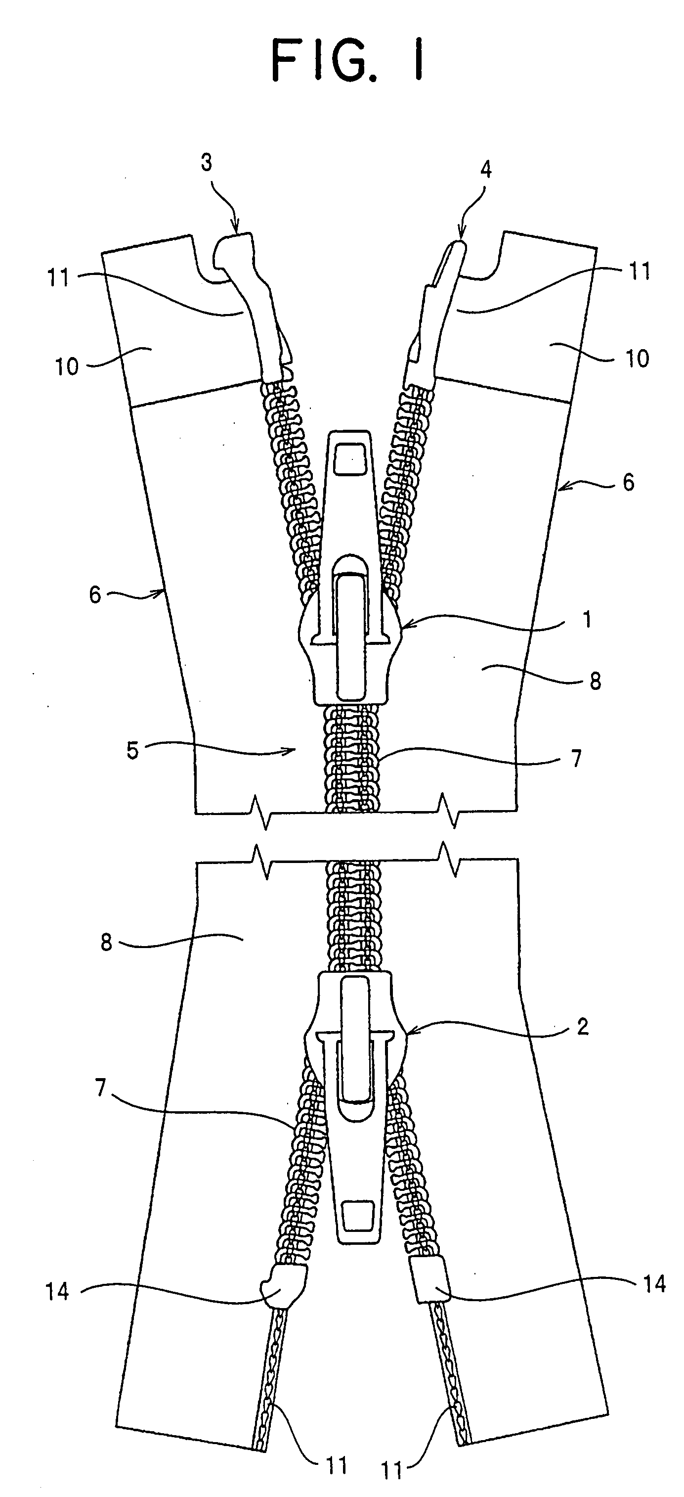 Reverse opening type separable end stop of slide fastener