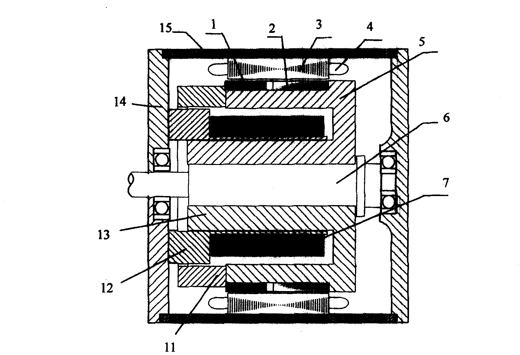 Non symmetrical interleaving mixed exciting synchronization motor