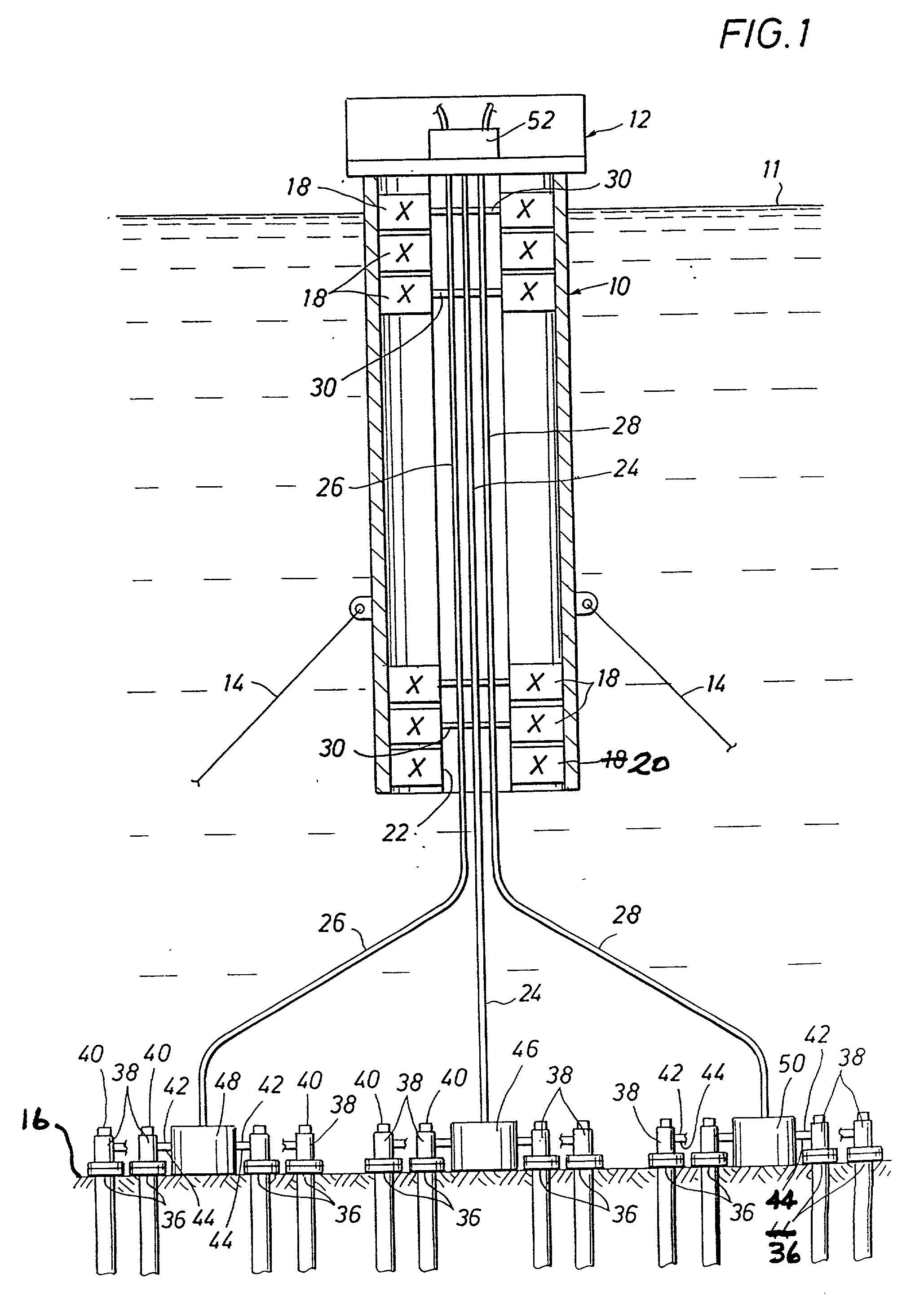 Floating spar for supporting production risers