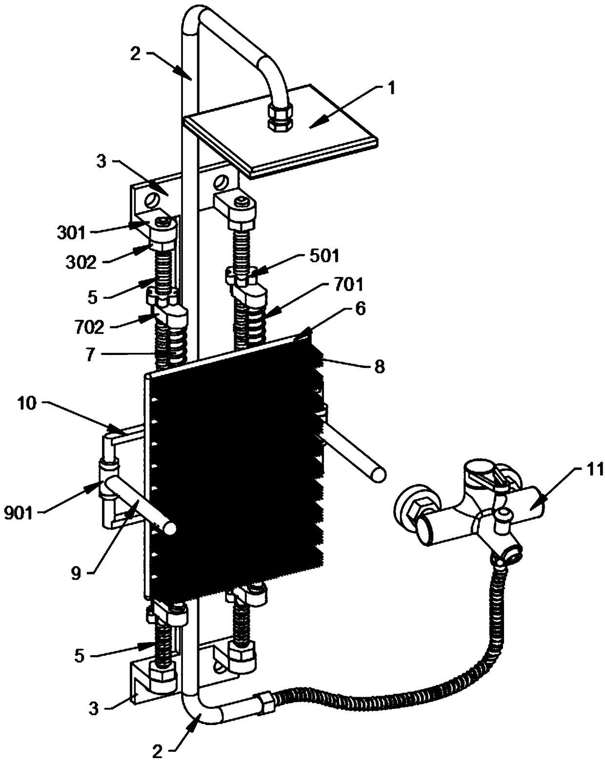 Shower device capable of facilitating self-cleaning and back care of patient