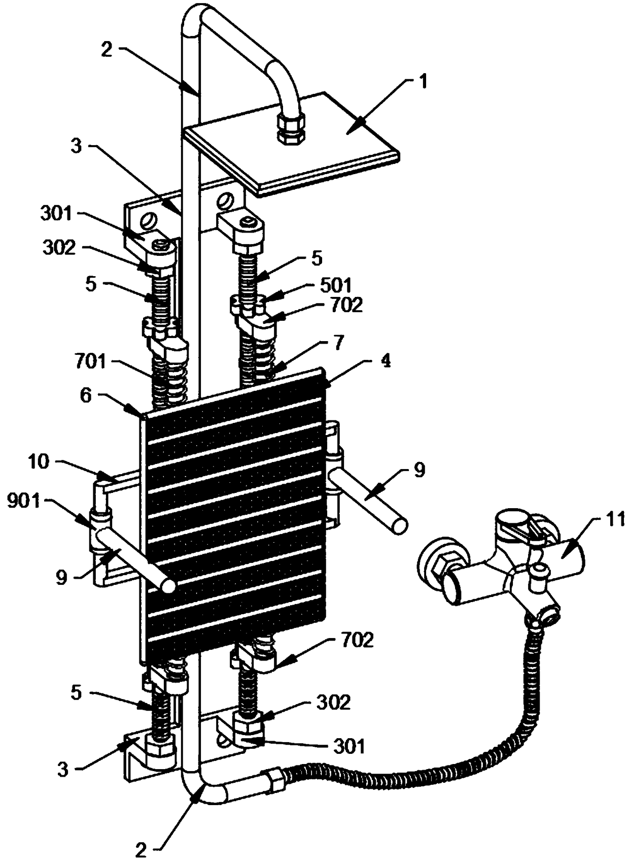 Shower device capable of facilitating self-cleaning and back care of patient