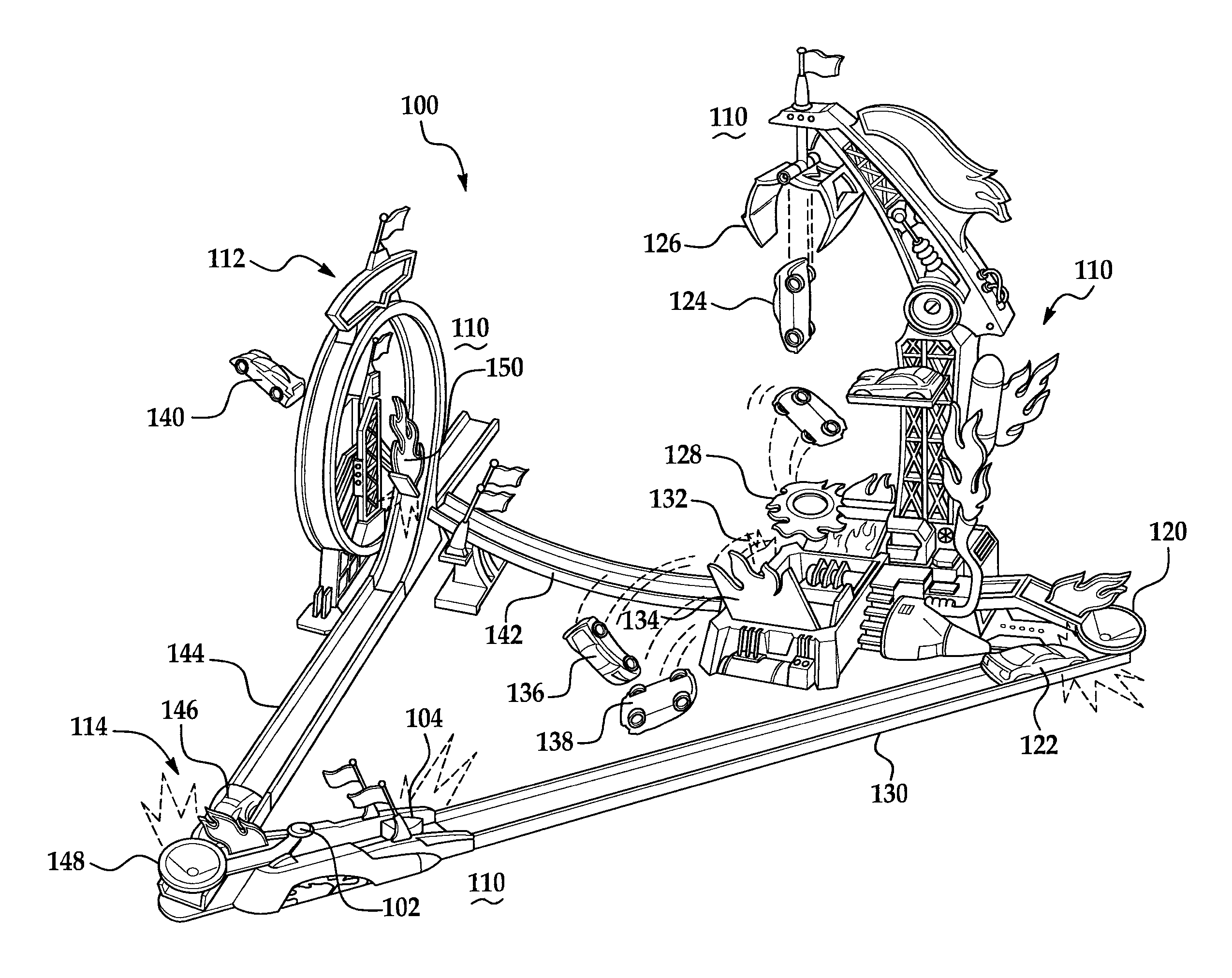 Toy track set and relay segments