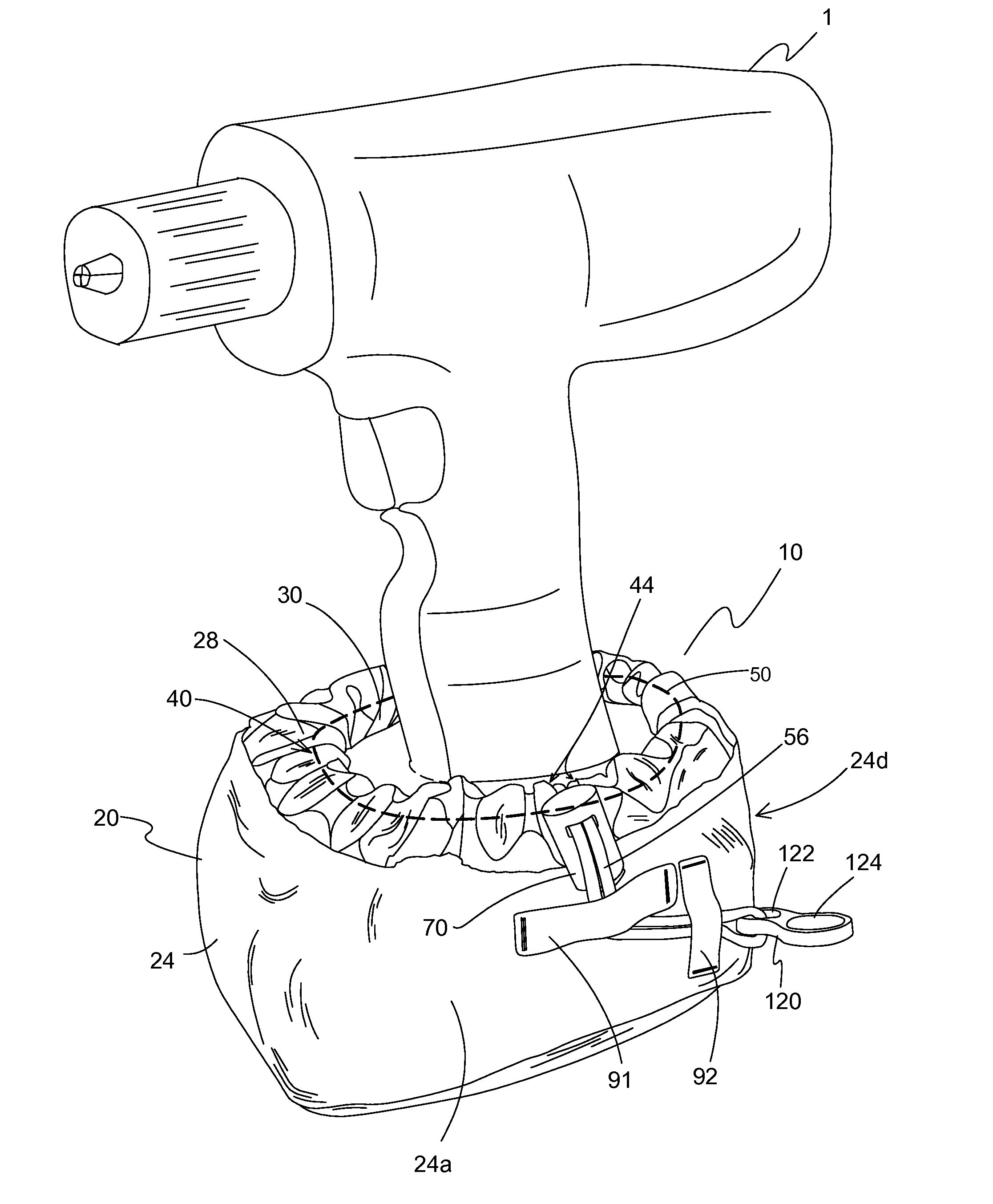 Drop-prevention pouch for cordless power tools