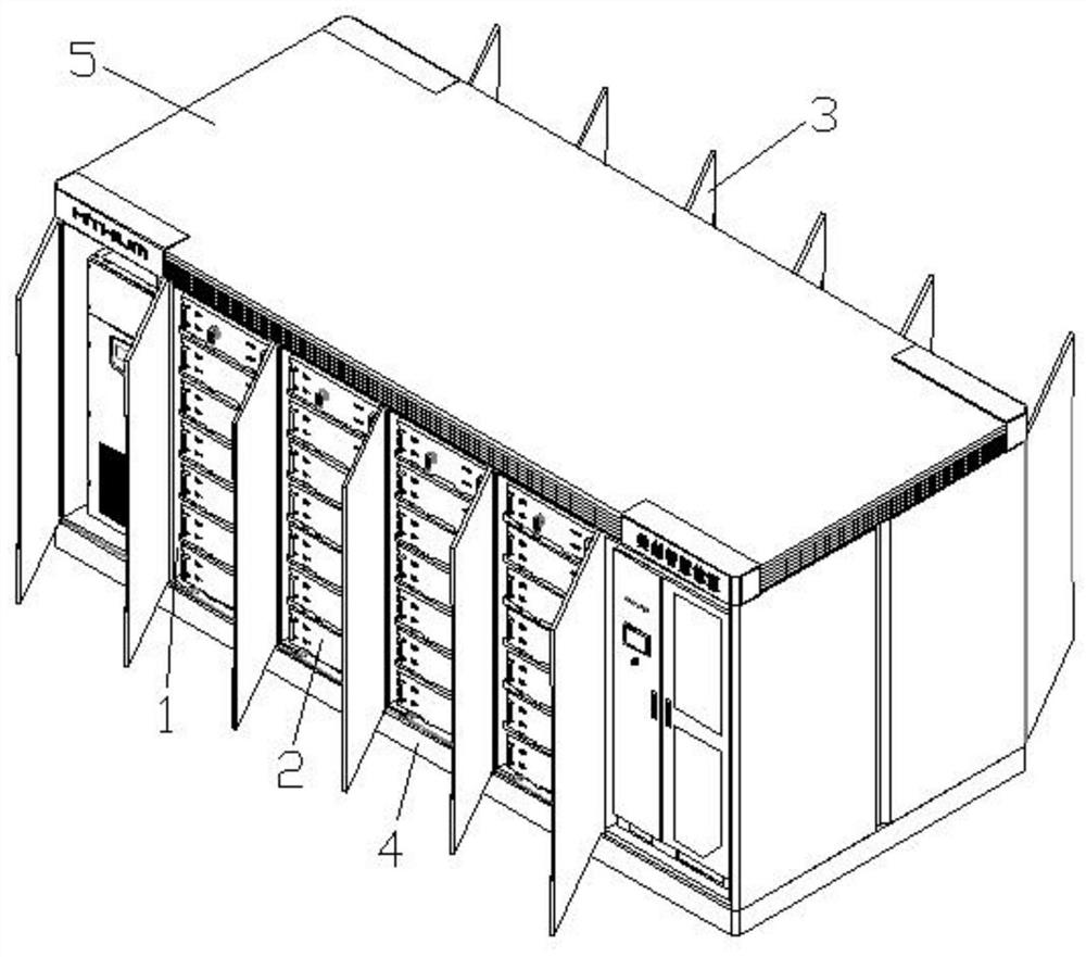 Cabinet type container for energy storage and energy storage system