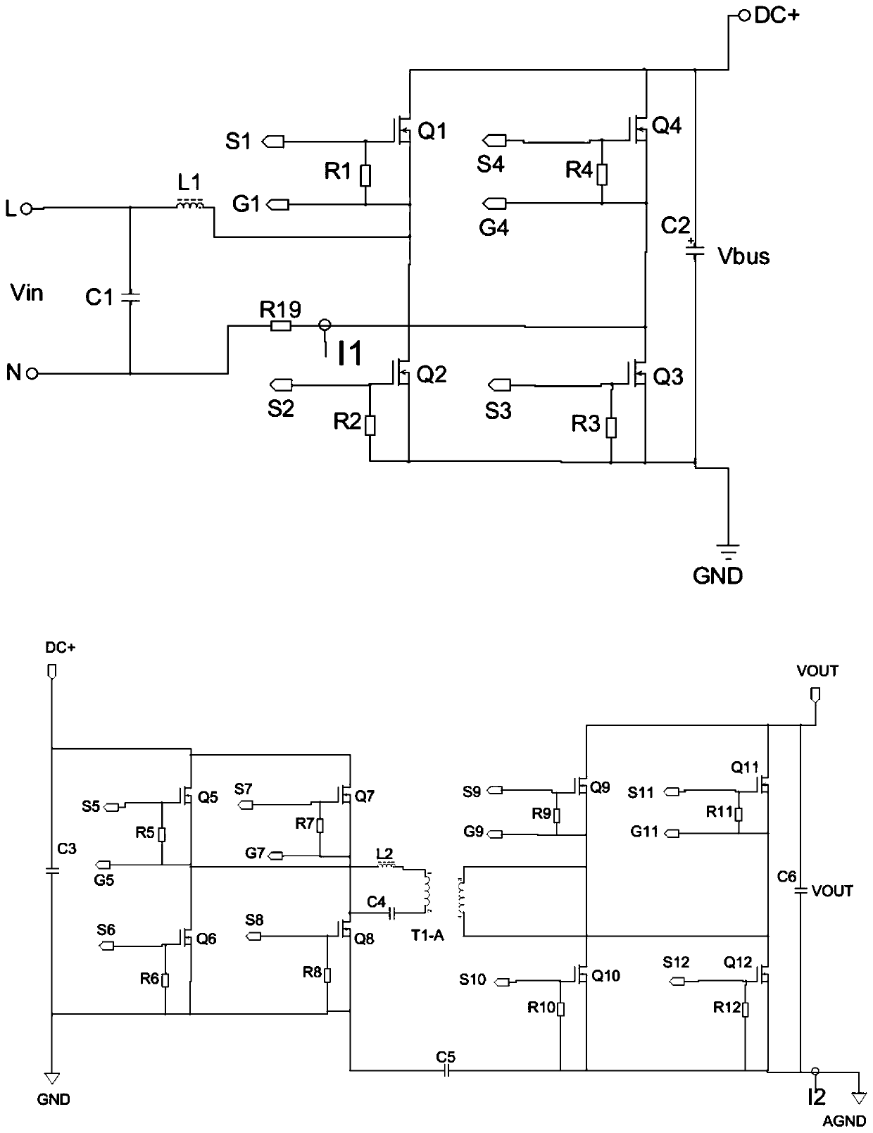 Vehicle-mounted bidirectional charger circuit of electric automobile