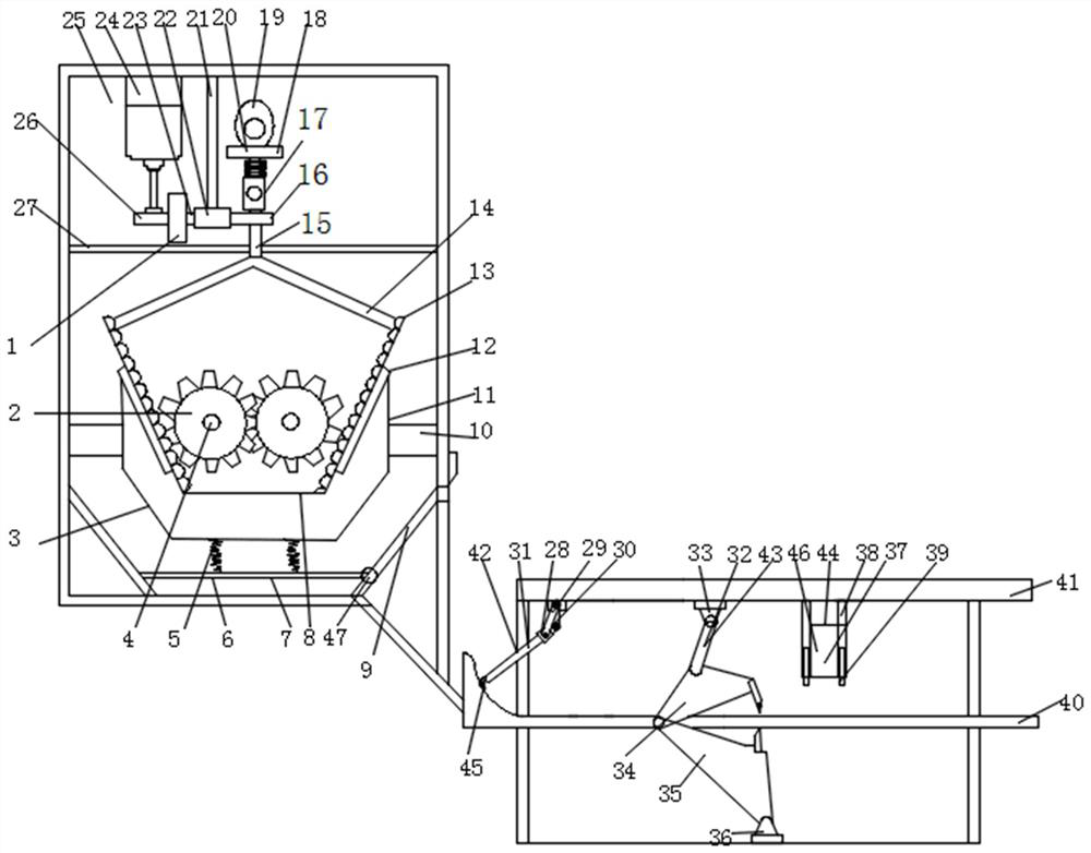 A processing and conveying device based on pet snack mixing