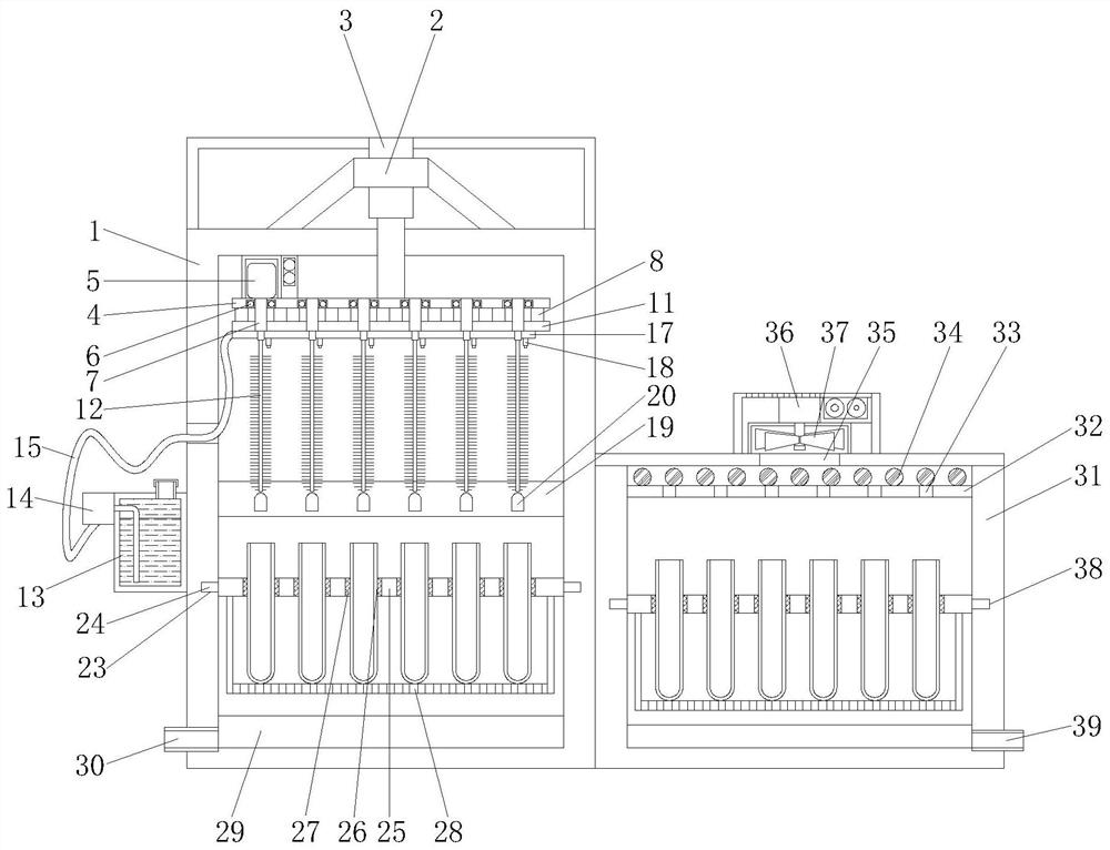 Water washing type automatic batch medical test tube inner wall cleaning device for pneumology department