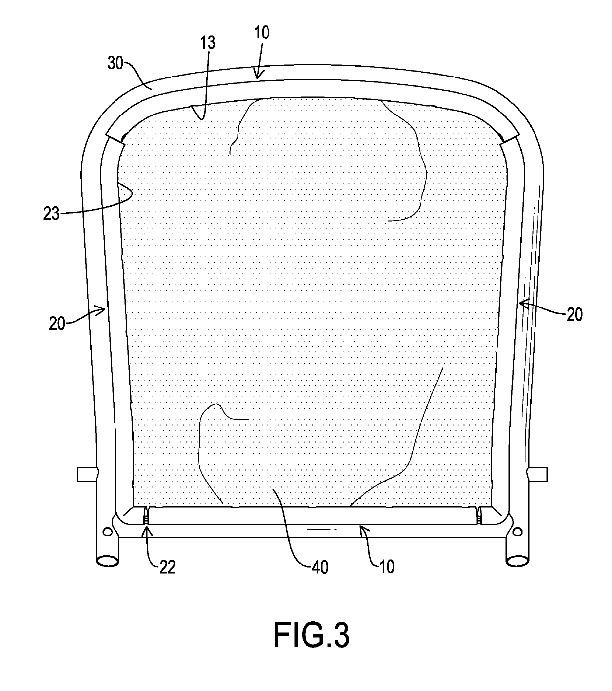 Positioning device for a supporting cloth