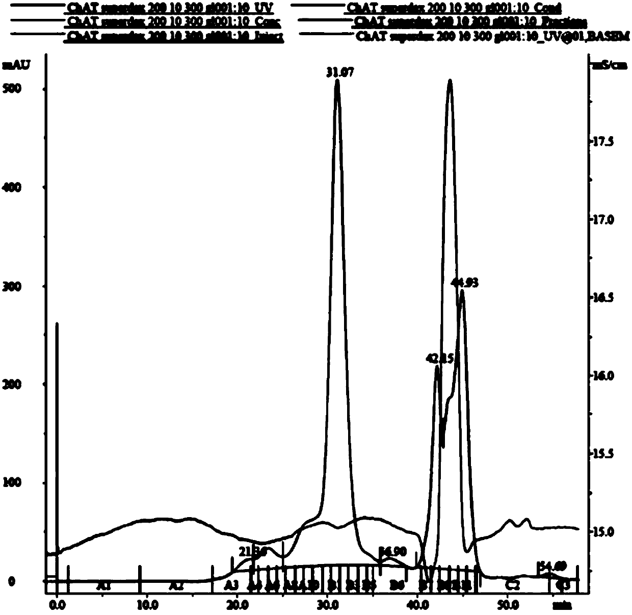 Nucleic acid sequence for coding human choline acetyl transferase or fusion protein of human choline acetyl transferase and application of nucleic acid sequence