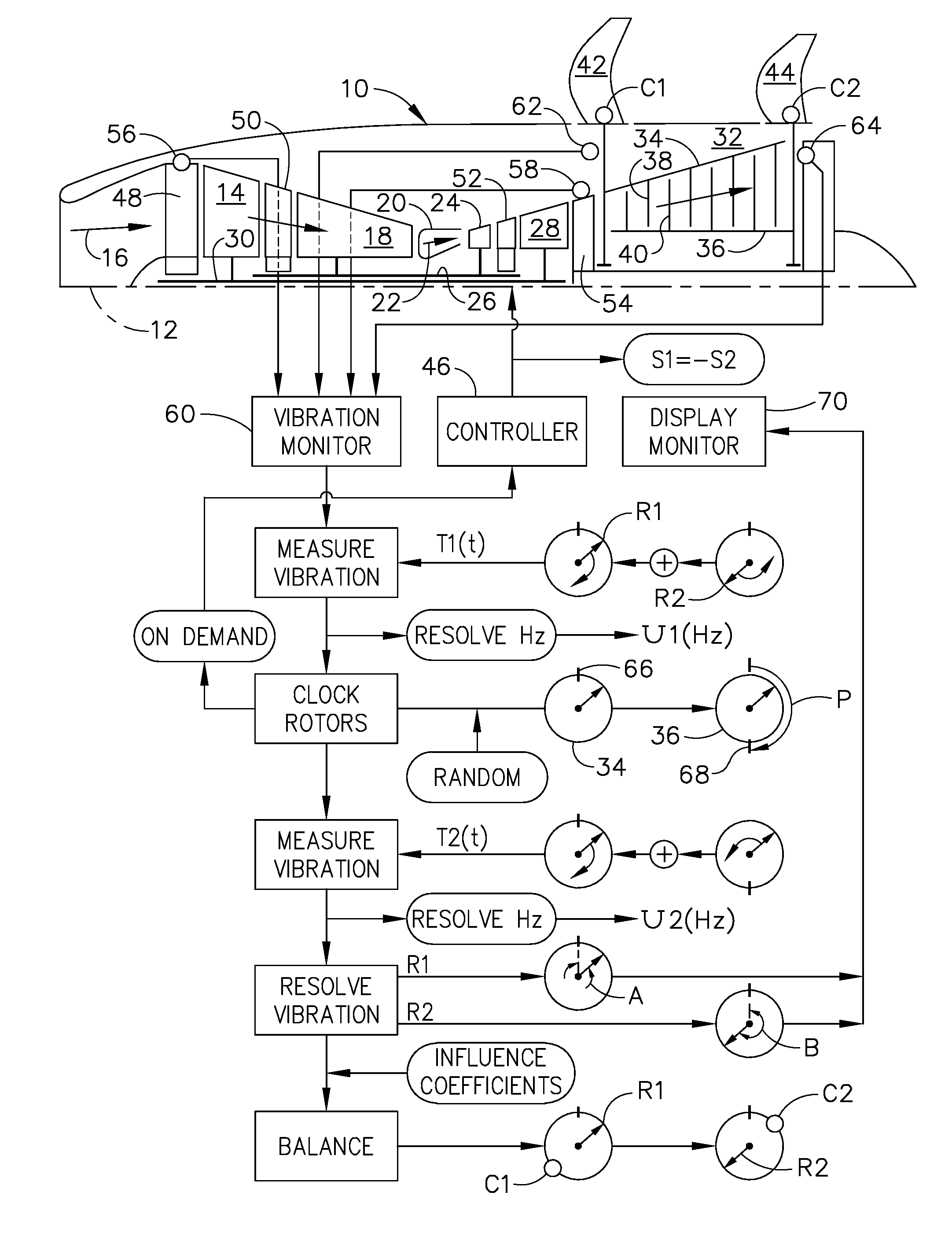 Dual rotor vibration monitoring