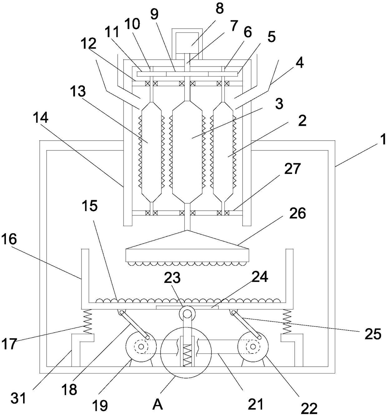 High-efficient crushing device for building garbage