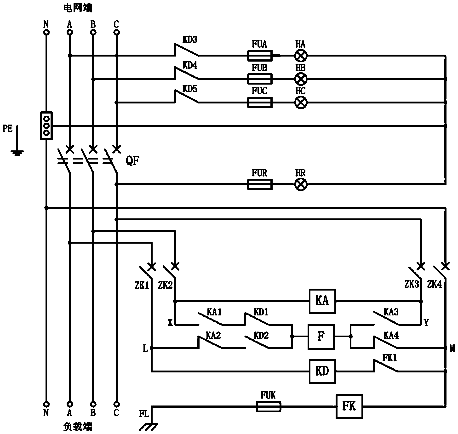 Automatic phase-failure zero-failure power-off protection device