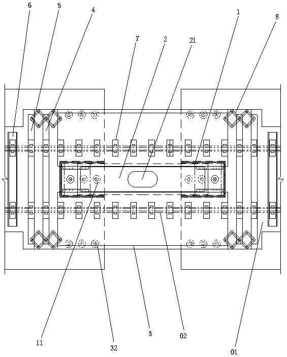 Large-span railway steel bridge end telescopic device