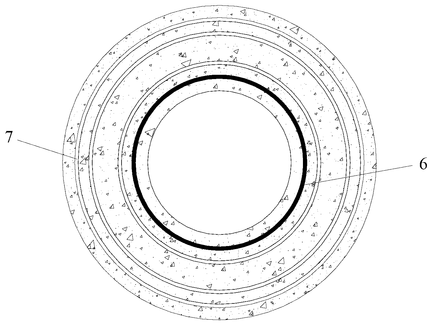 Integrally-arranged and externally-wrapped double-layered water discharging body and middle concrete combined pile and construction method