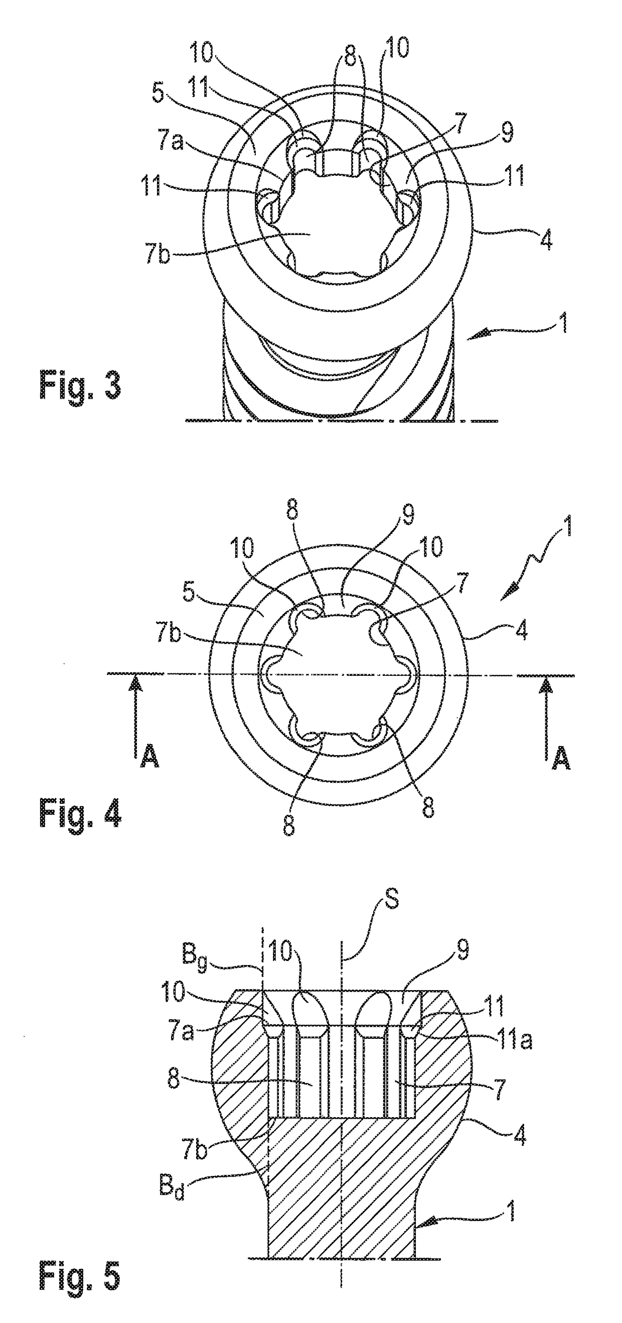 Screw element for use in spinal, orthopedic or trauma surgery and a system of such a screw element and a screw driver adapted thereto