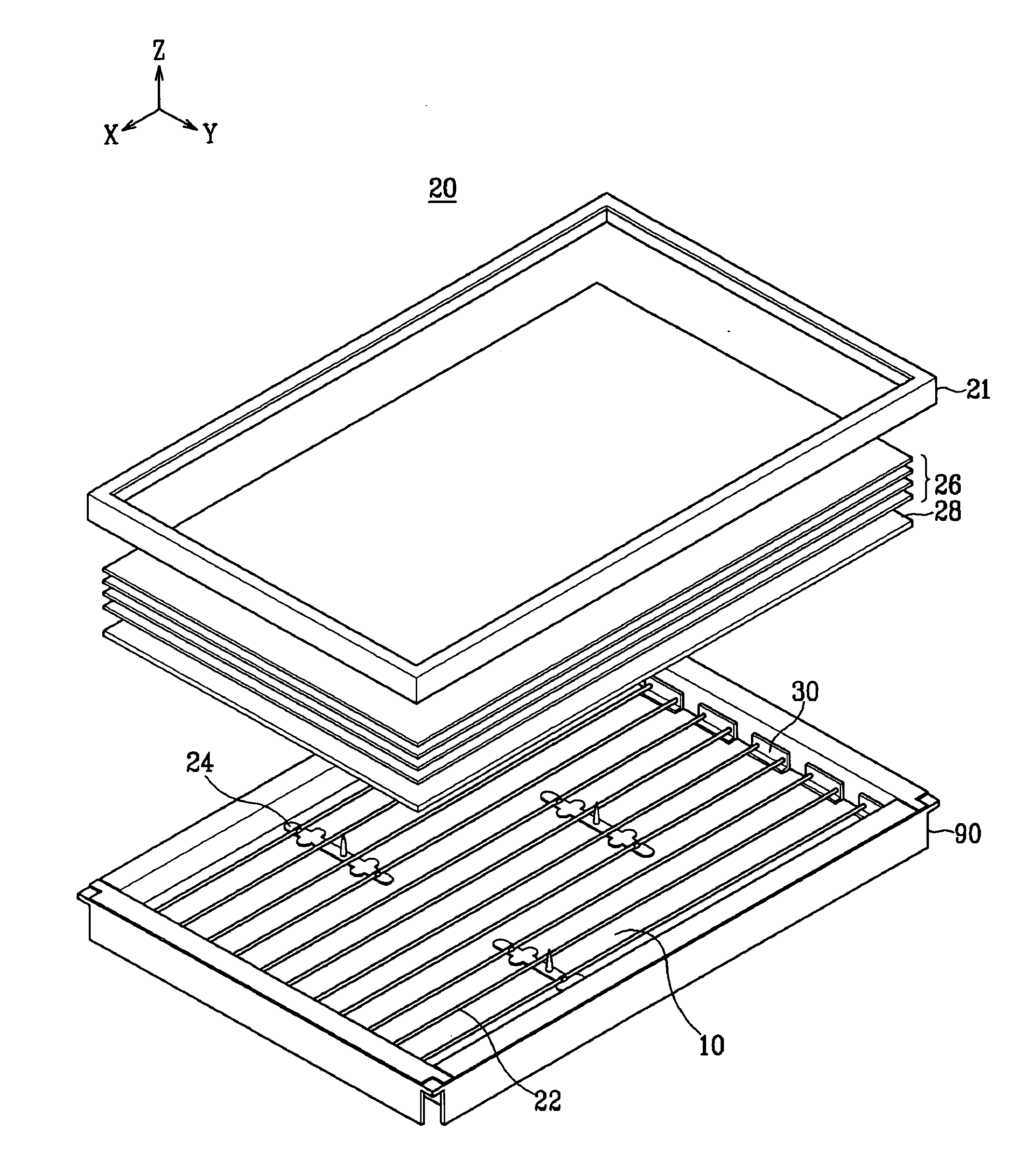 Backlight assembly with simplified structure and display device provided with the same