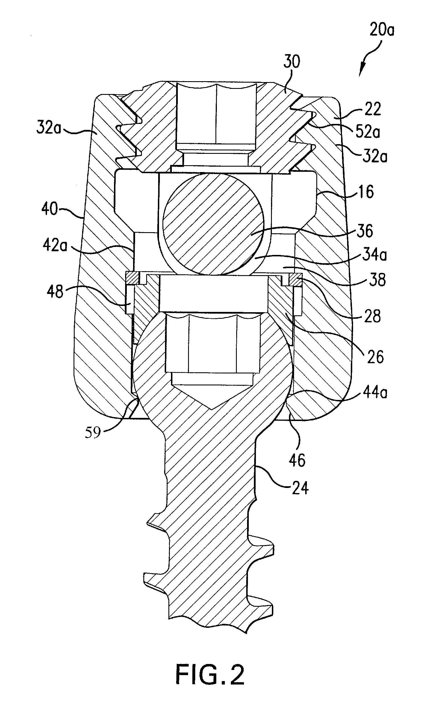 Multi-axial bone attachment assembly