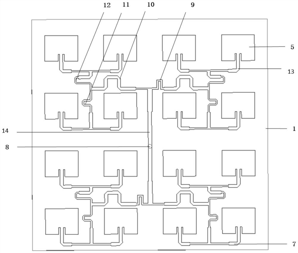 Microstrip array antenna with reduced in-band radar scattering cross section