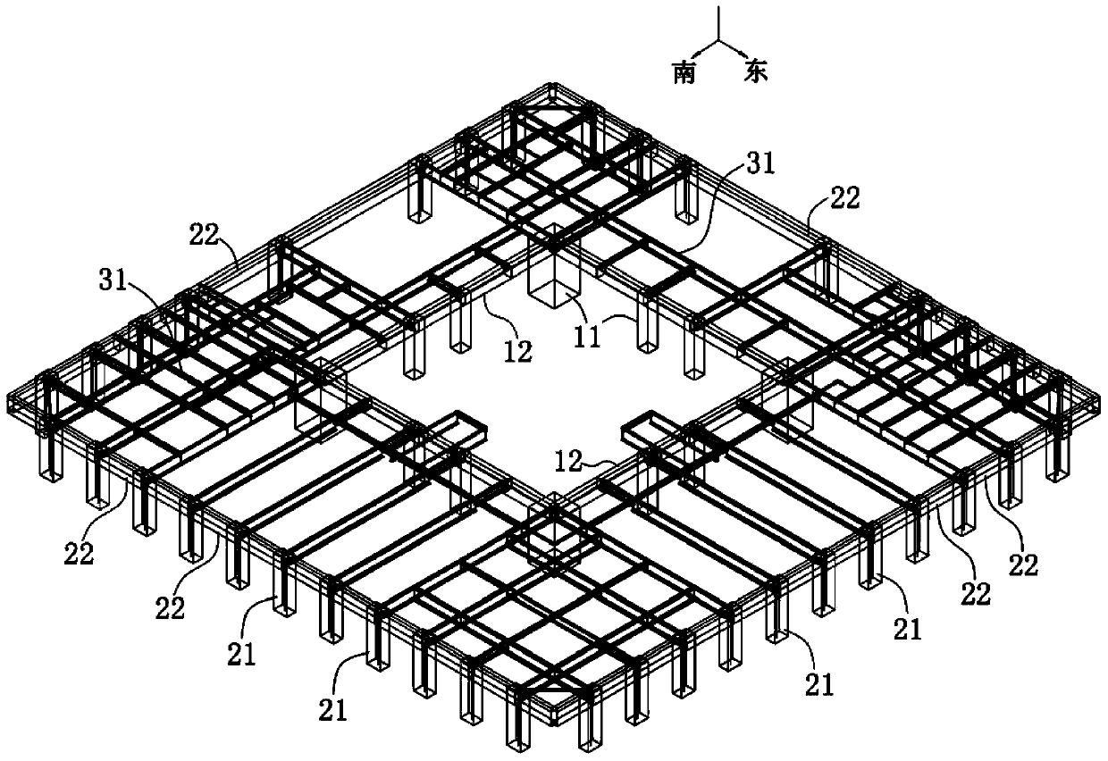 Super high-rise building structure without inner tube